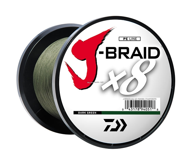 Daiwa J Braid x8 8-Strand High-Performance Braided Fishing Line - 328, 548, 3300 Yards - Strong & Smooth for Saltwater & Freshwater Fishing - Perfect for Bass, Trout & Offshore Angling