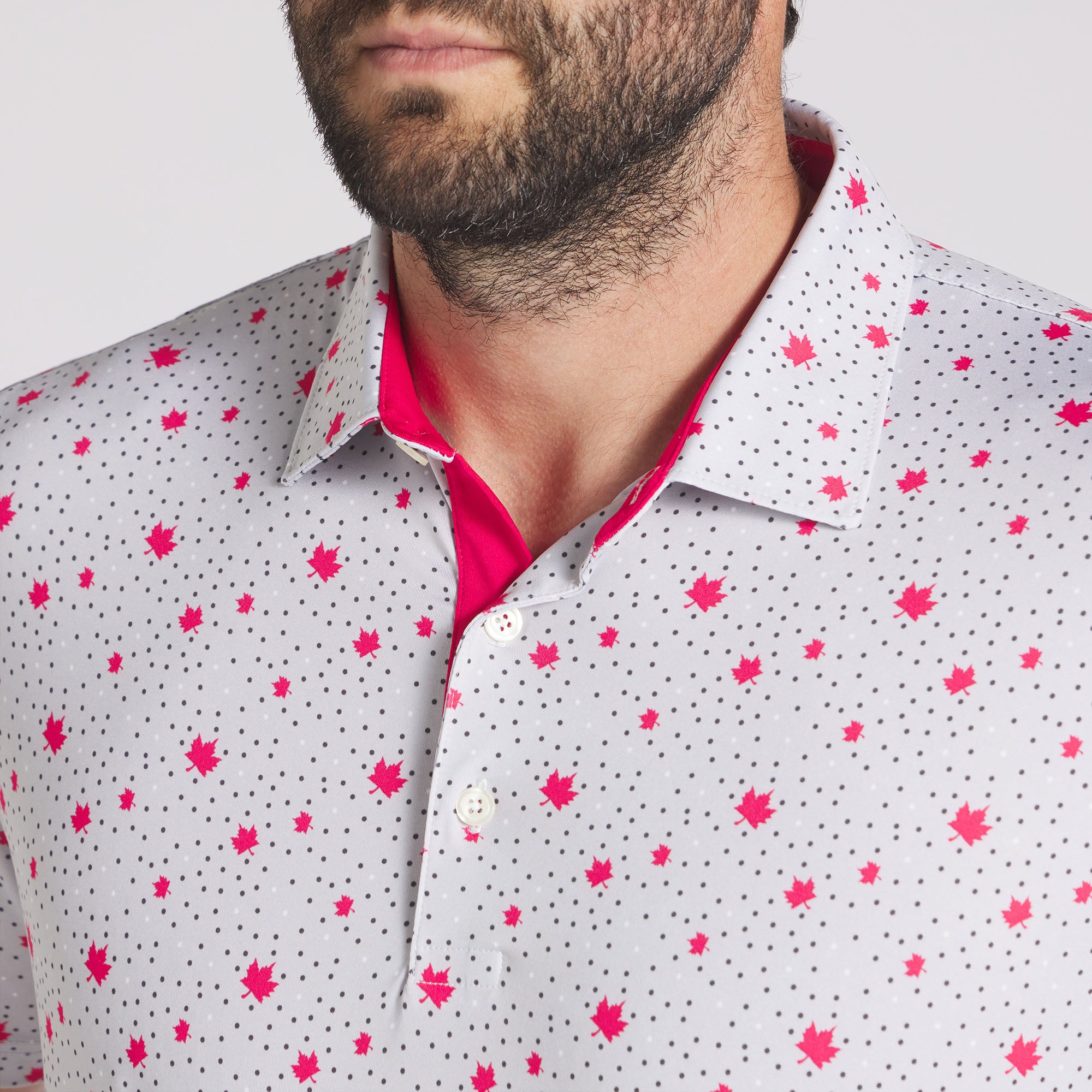 Premium Canada Maple Dot Golf Polo Shirt for Men - Breathable & Moisture-Wicking Performance Wear - Perfect for Golf, Tennis & Casual Outings