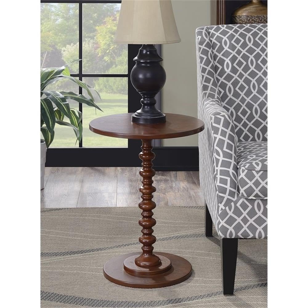 Premium Mahogany Wood Spindle Side Tables - Set of 2, Classic Home Square Palm Beach Style for Living Room, Bedroom or Patio Decor