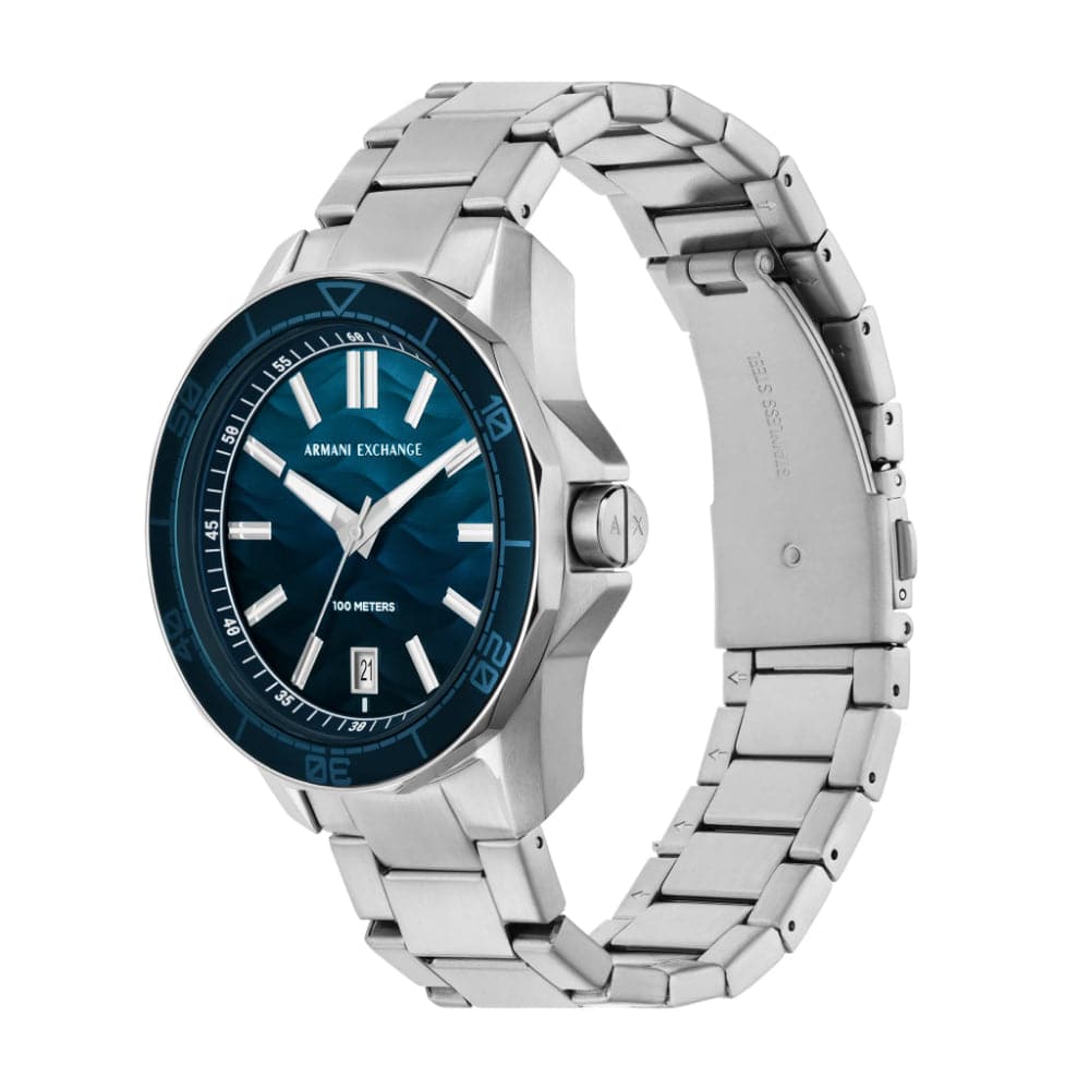 Armani Exchange AX1950 Men's Watch - Blue Dial, Silver Stainless Steel Strap | Stylish Casual & Business Wear for Men