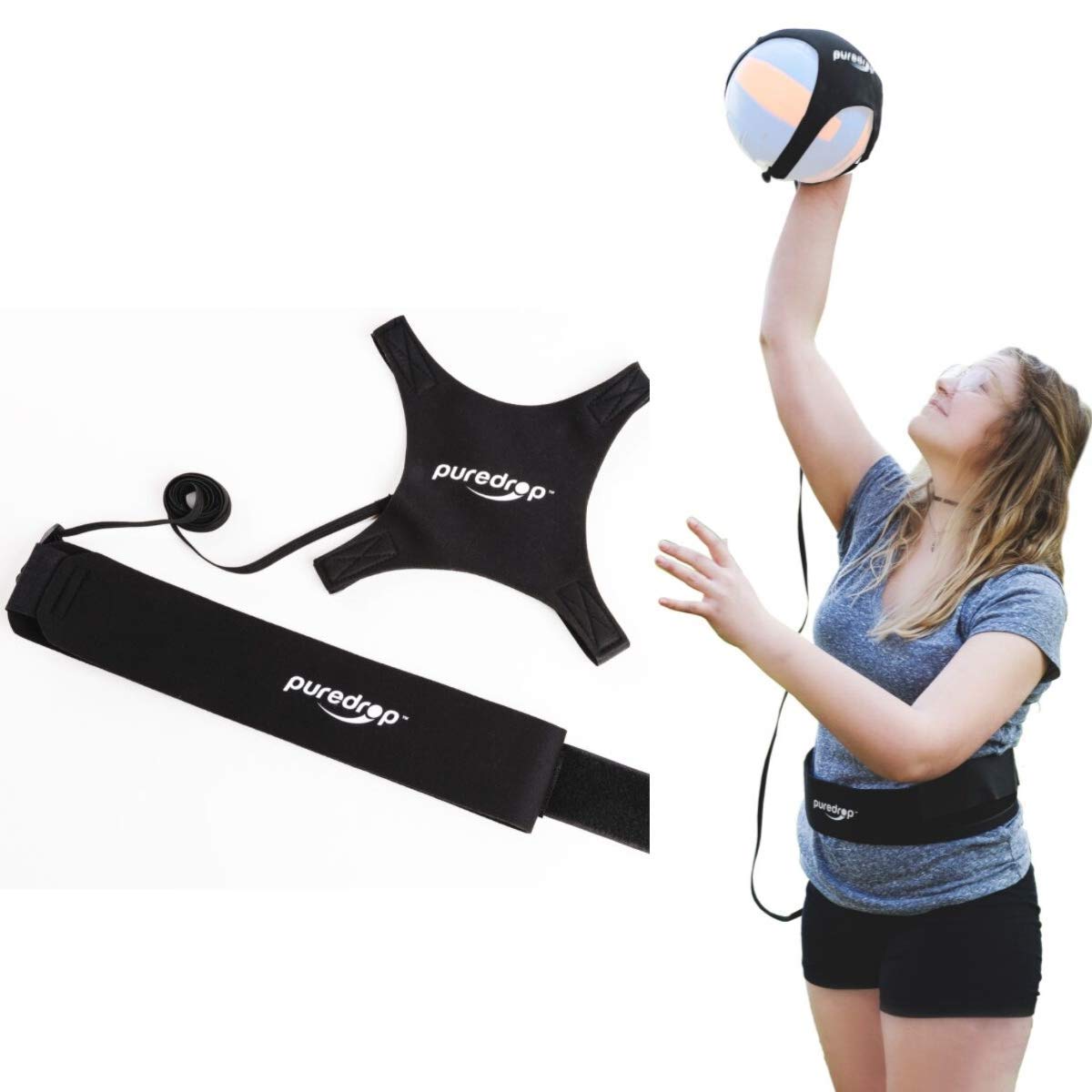 Elastic Waist Belt Solo Soccer Volleyball Rugby Training Aid - Adjustable Hands-Free Kick & Throw Practice for Kids & Adults - Improve Ball Control Skills for Backyard, Gym & Field Drills