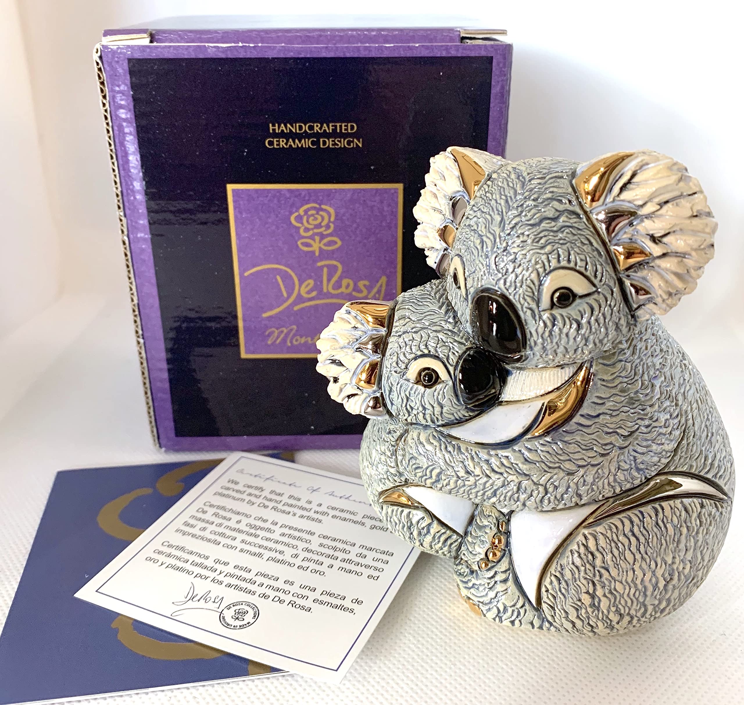 F152 Koala with Baby Figurine - Handcrafted Resin Collectible Statue in Gift Box | Perfect for Home Decor, Nursery Room, and Animal Lover Gifts