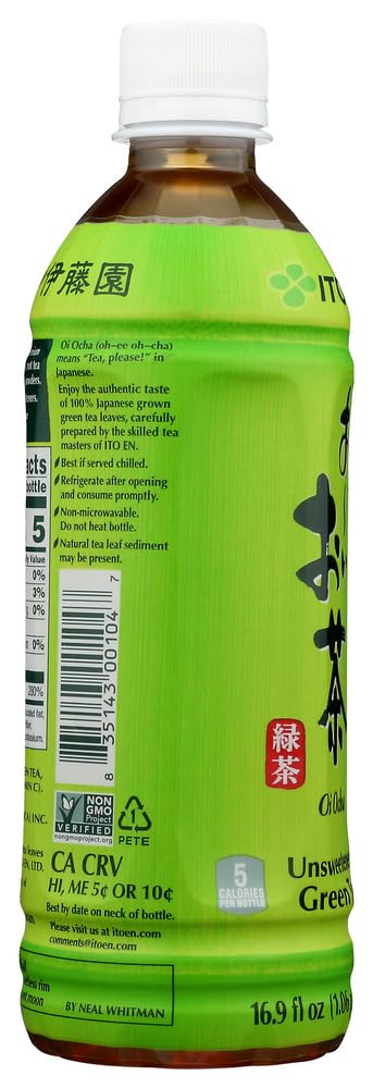 Ito En Unsweetened Oi Ocha Green Tea - 16.9oz Bottles (48-Pack) | Premium Japanese Green Tea Beverage | Perfect for Office, Gym & Healthy Lifestyle