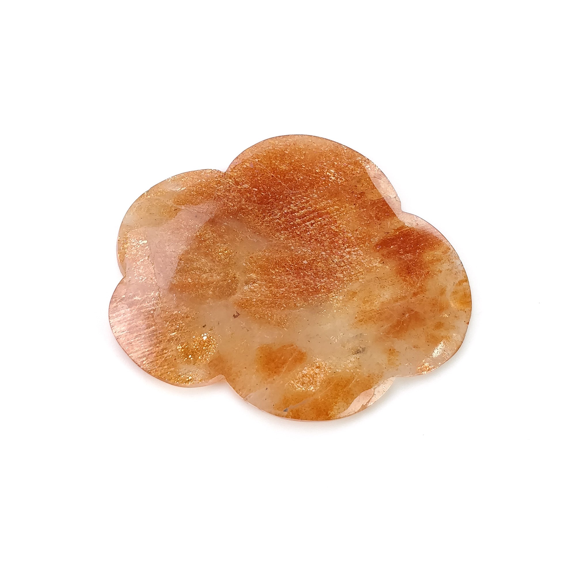 Natural Untreated Chatoyant Orange Sunstone Gemstone Carving - 50.65cts Hand Carved Cloud Shape 47x38mm | Healing Crystal, Jewelry Making, Meditation Stone | With Authenticity Video