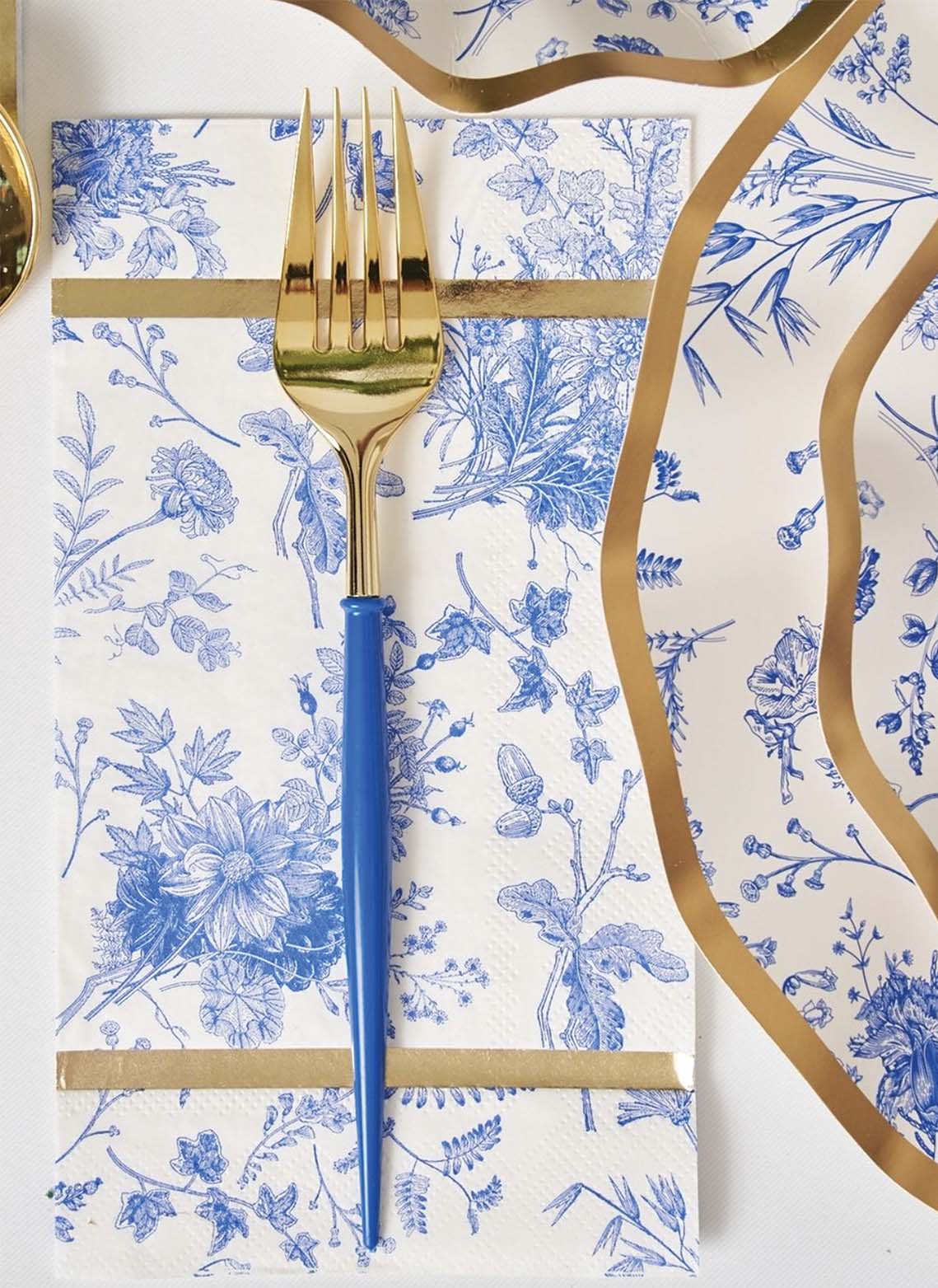 Premium Blue & Gold Plastic Cutlery Set - 36 Pieces (Service for 12) - Perfect for Parties, Picnics, BBQs & Catering Events