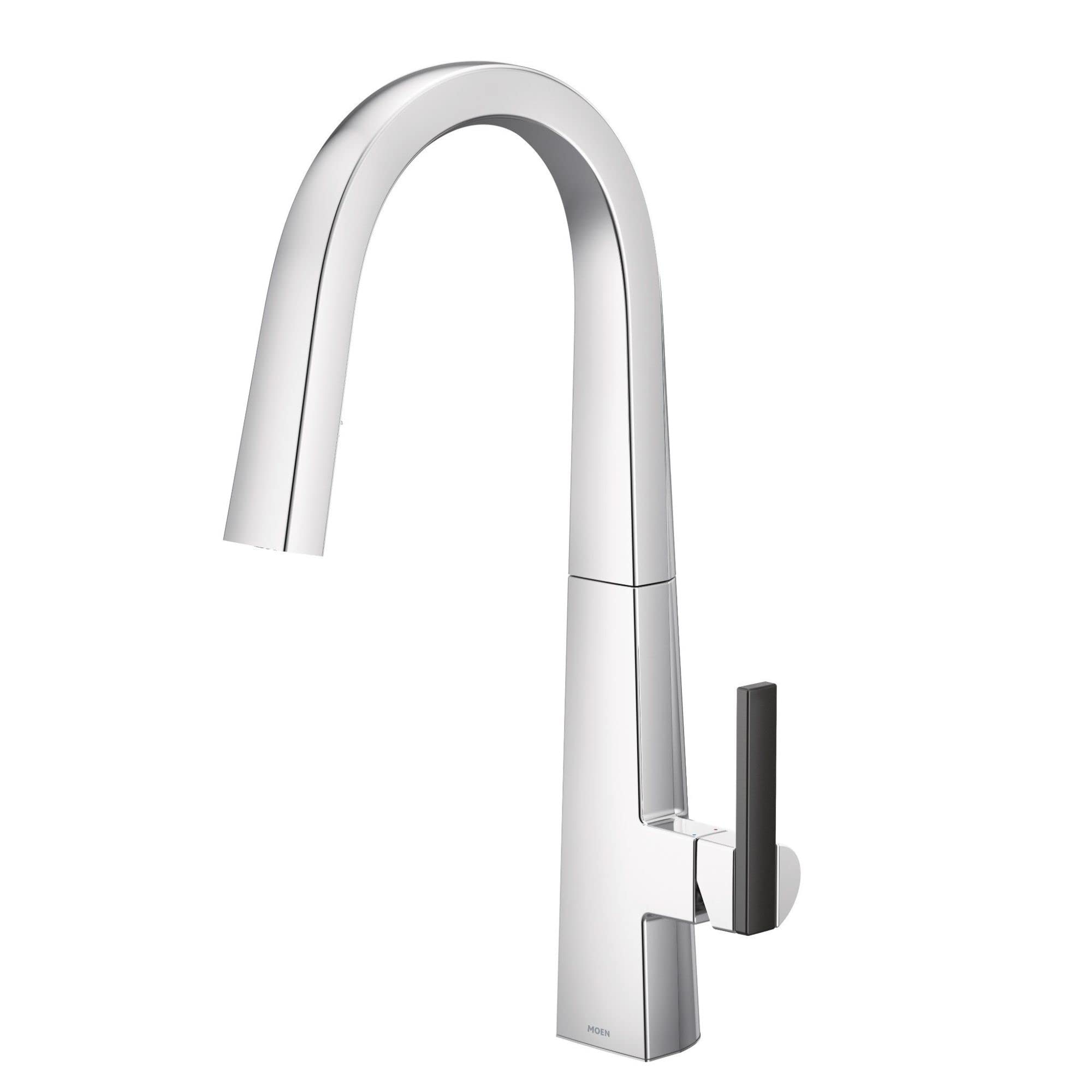 Moen S75005S Nio One-Handle Pull-Down Kitchen Faucet with Power Clean Spray - Chrome Finish & Secondary Handle Option - Perfect for Modern Kitchens & Easy Dishwashing