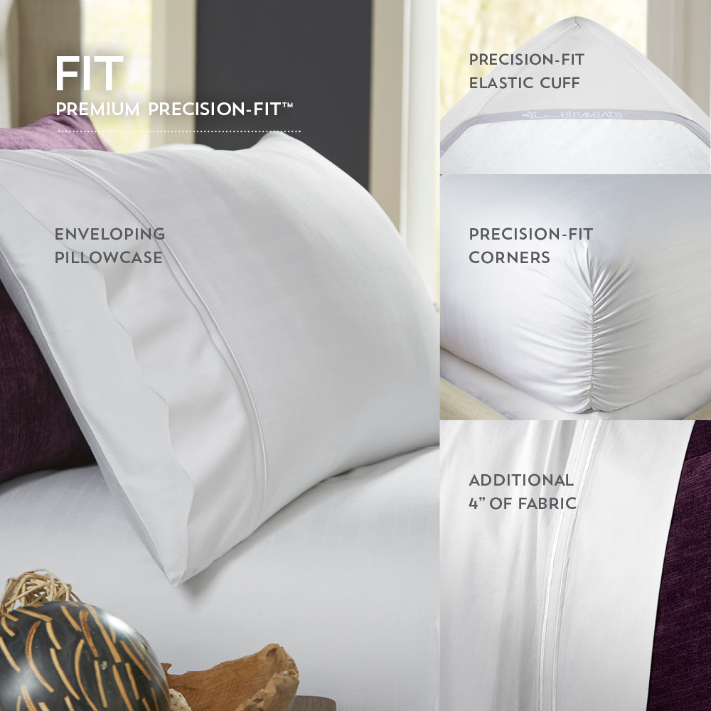 PureCare Premium Bamboo Sheet Set - Soft Breathable Cooling Bed Sheets - Queen Size 4-Piece Set - Eco-Friendly Luxury Bedding for Hot Sleepers & All Seasons Use