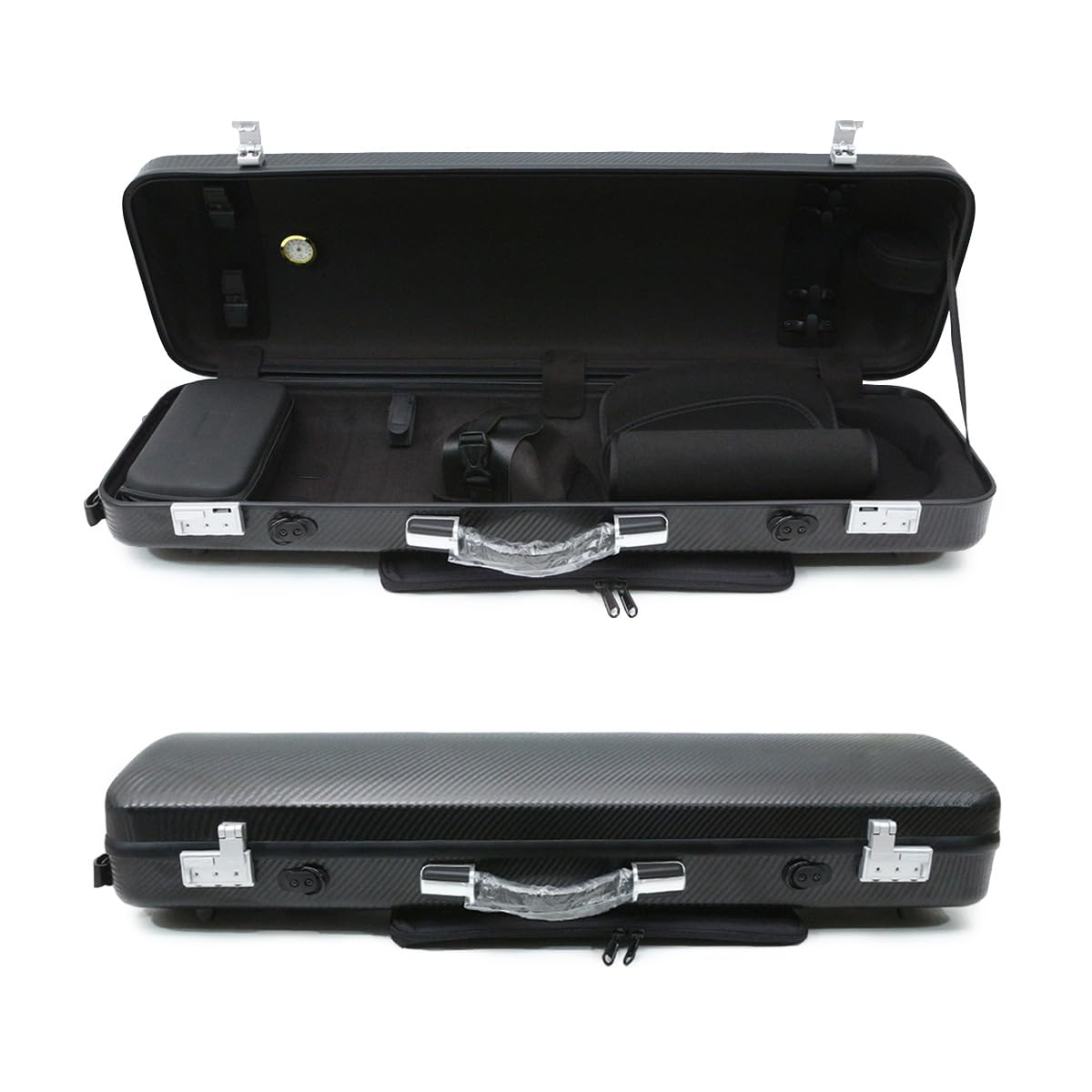 Premium 4/4 Full Size Carbon Fiber Violin Case - High Strength Hard Shell with Durable Handles & Backpack Straps - Includes Music Sheet Bag & Combination Lock (Black) - Perfect for Professional Musicians, Travel & Music School Use