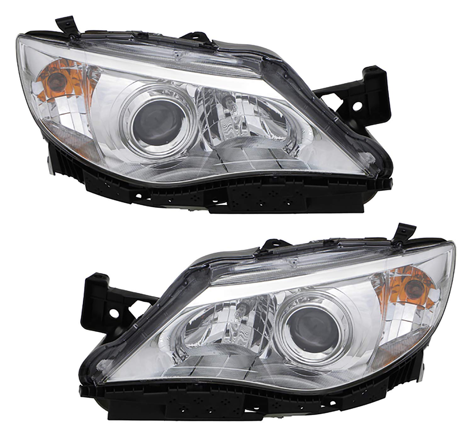 Subaru Impreza Headlights Lamps Set 2008-2009 - Halogen Chrome Trim for Driver & Passenger Side - Perfect for Night Driving & Auto Restoration Projects