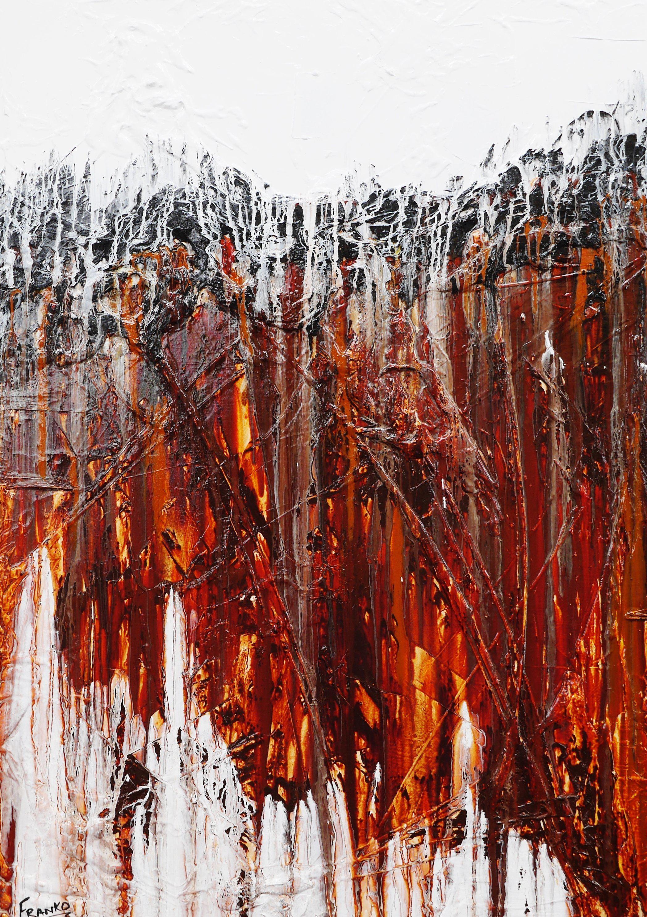 Rust & Lust 140cm x 100cm Brown White Abstract Canvas Art - Modern Wall Decor for Living Room, Bedroom & Office