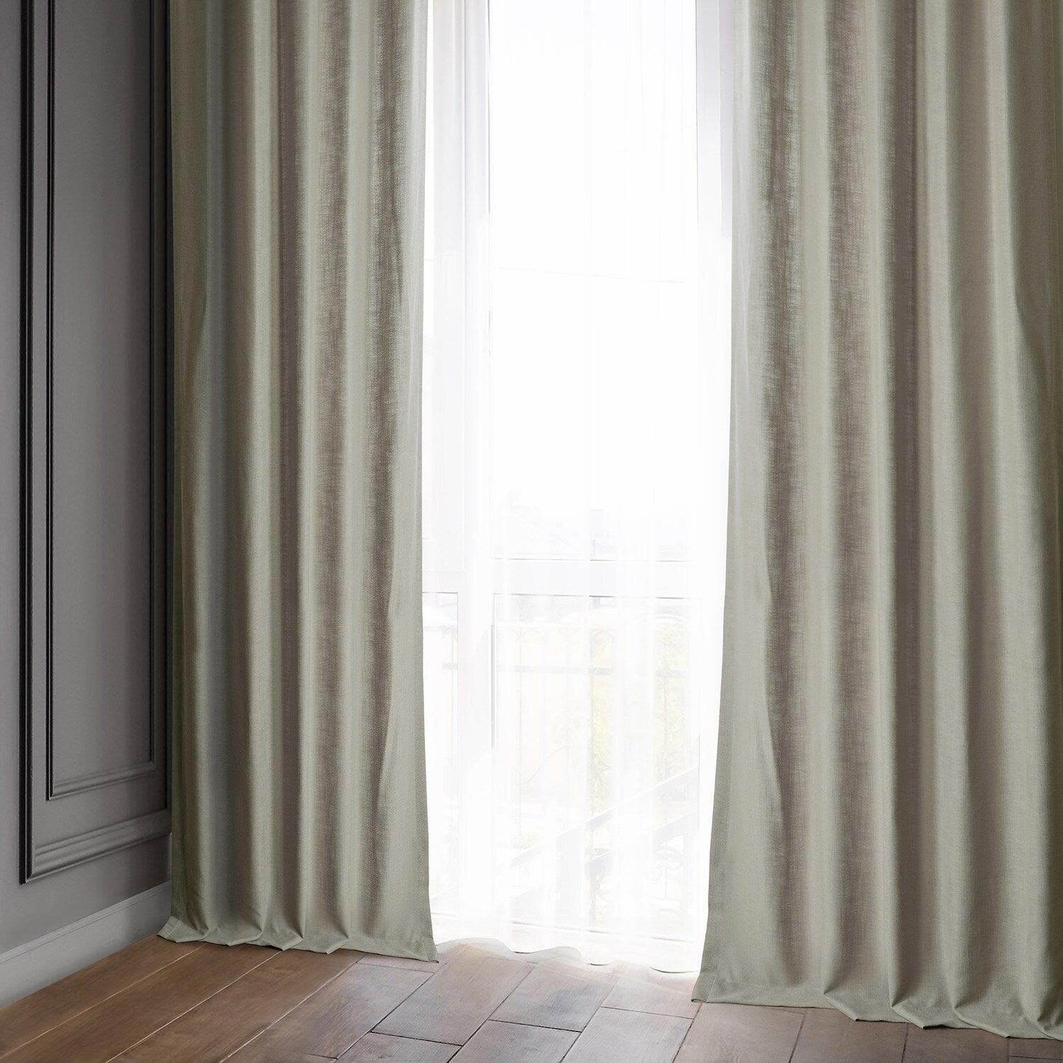 Light Taupe Classic Faux Linen Curtains - Elegant Window Drapes for Living Room, Bedroom & Home Decor | Thermal Insulated & Blackout Sheer Panels