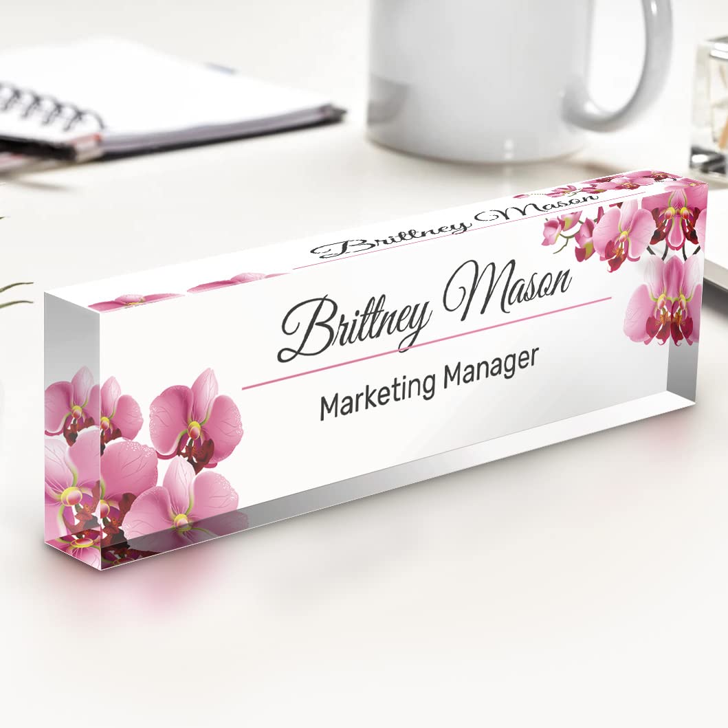 Custom Acrylic Desk Name Plate - Personalized Office Name Sign with Funny & Unique Design for Coworkers, Friends & Family - 8