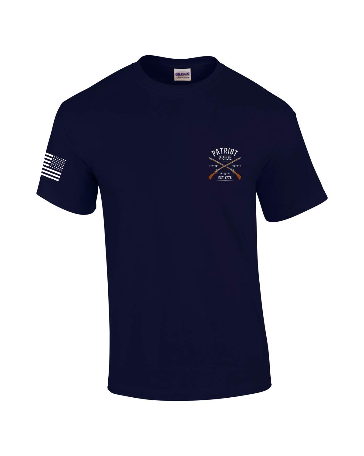 Patriot Pride Collection: American Flag Gun & Holy Bible Graphic T-Shirt for Men | Short Sleeve Casual Tee | Perfect for 4th of July, Veterans Day & Patriotic Events