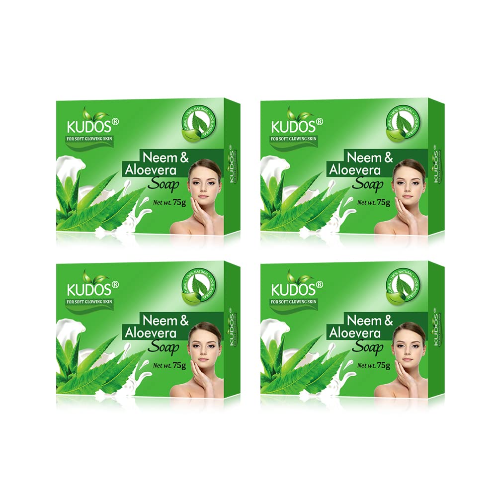 Natural Antiseptic & Moisturizing Bath Soap with Aloe Vera & Neem - 75g for Smooth, Soft & Nourished Skin | Pack of 4 | Ideal for Daily Cleansing, Acne-Prone Skin & Sensitive Skin Care