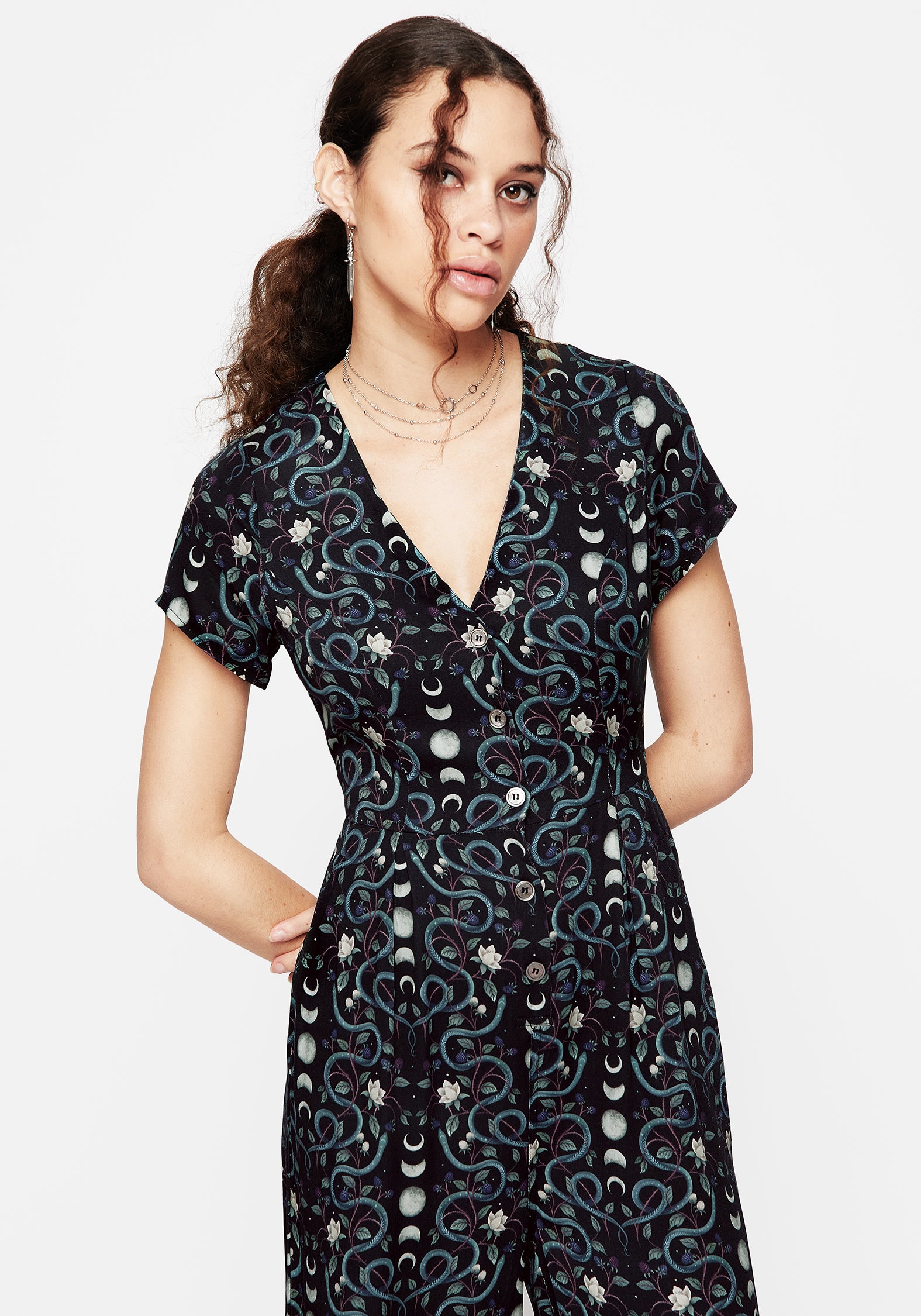 Pythia Women's Stylish Button Up Jumpsuit - Casual & Elegant Romper for Summer Outings, Beach Vacations, and Date Nights