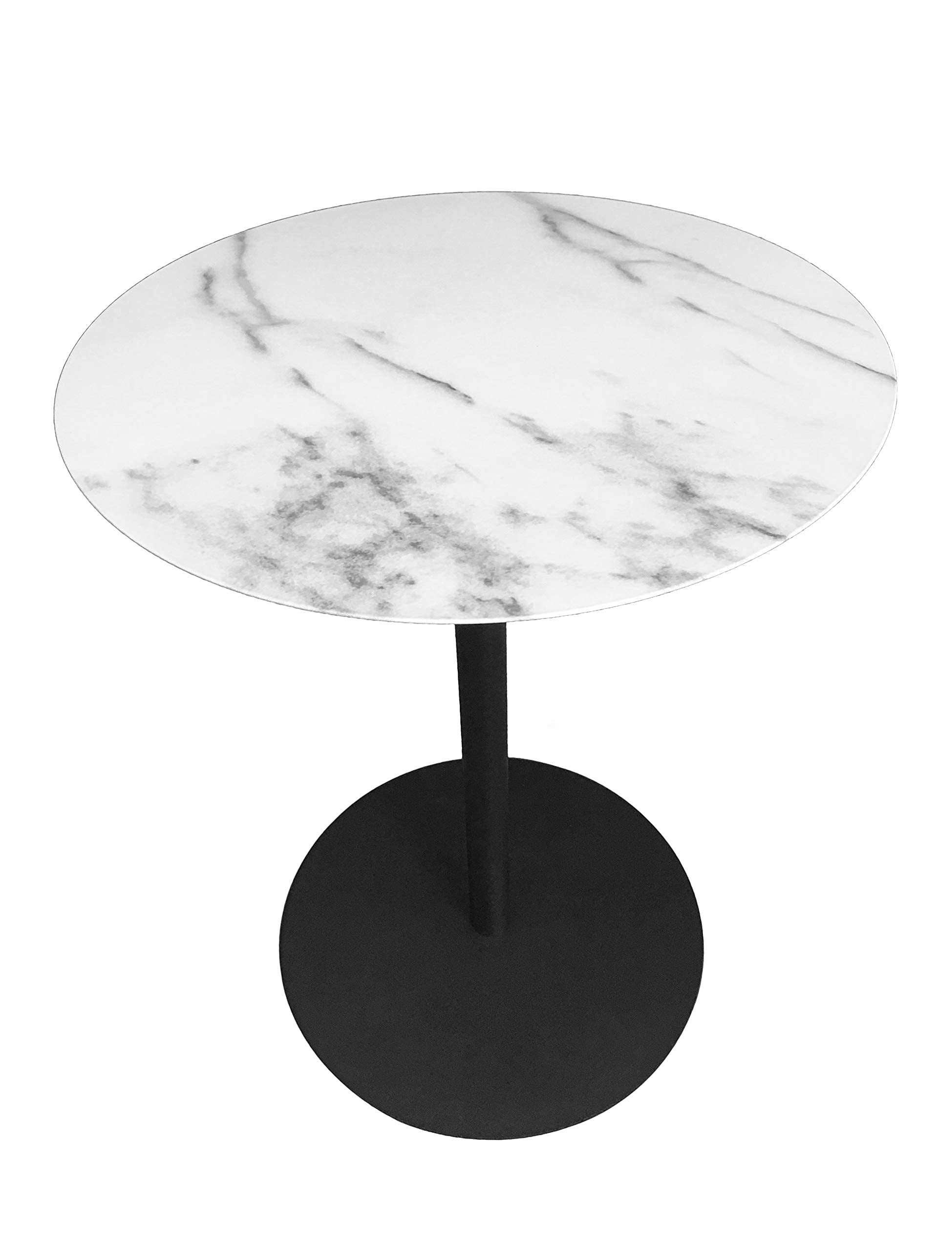 3-Piece Round Metal Coffee Table Set with Marble Finish Top & Black Powder Coated Frame (18