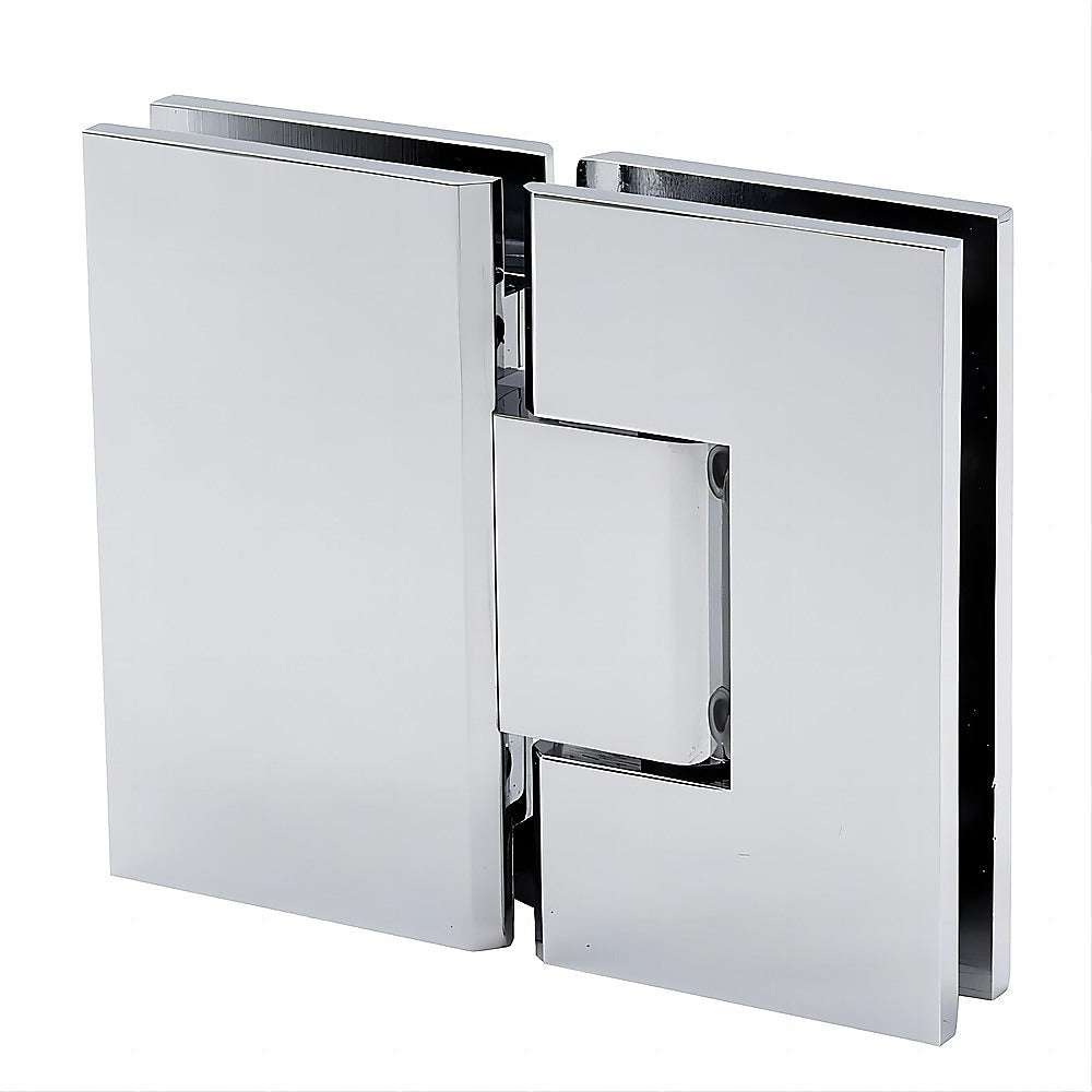 120x120cm Frameless Corner Shower Screen - Chrome Brackets & Brass Hinges, Square Double Pull Handle for Modern Bathroom - Perfect for Small Bathroom Spaces & Walk-in Showers