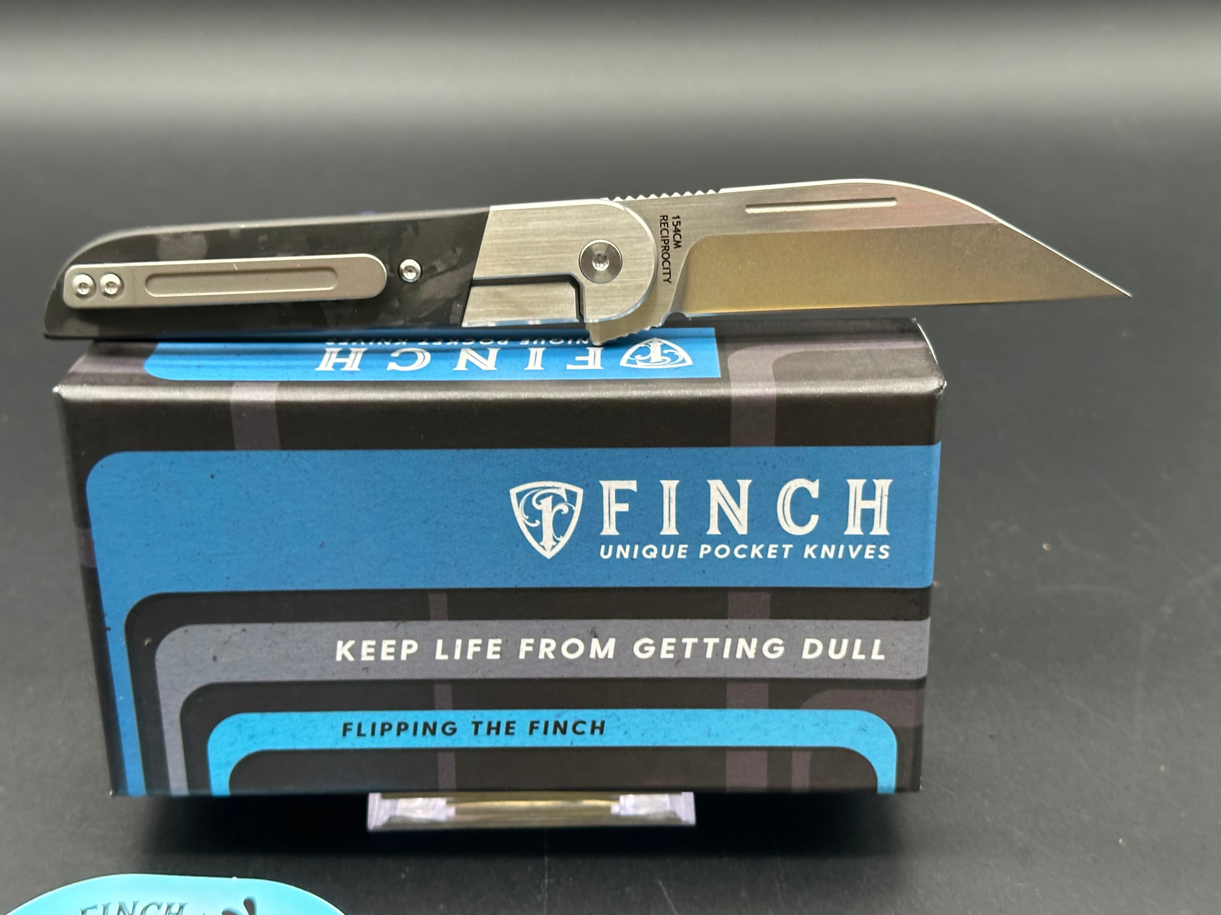 Finch Knife Co. Reciprocity Liner Lock Folding Pocket Knife - Black Carbon Fiber Handle, 3.1