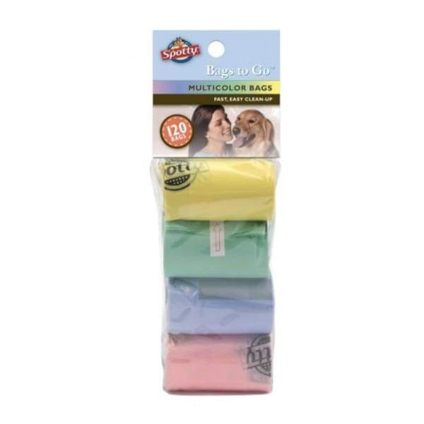 Spotty Bags to Go 120 Count Refillable Dog Waste Bags - Multi-Colored Poop Bags for Dogs, Biodegradable & Leak-Proof - Perfect for Walking, Hiking, and Park Cleanup