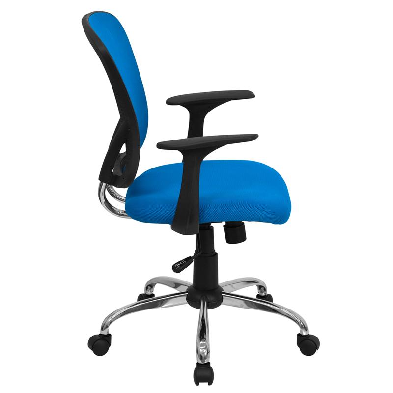 FLASH Alfred Mid Back Black Mesh Swivel Task Office Chair with Chrome Base and Arms - Ergonomic Desk Chair for Home Office, Computer Work & Gaming