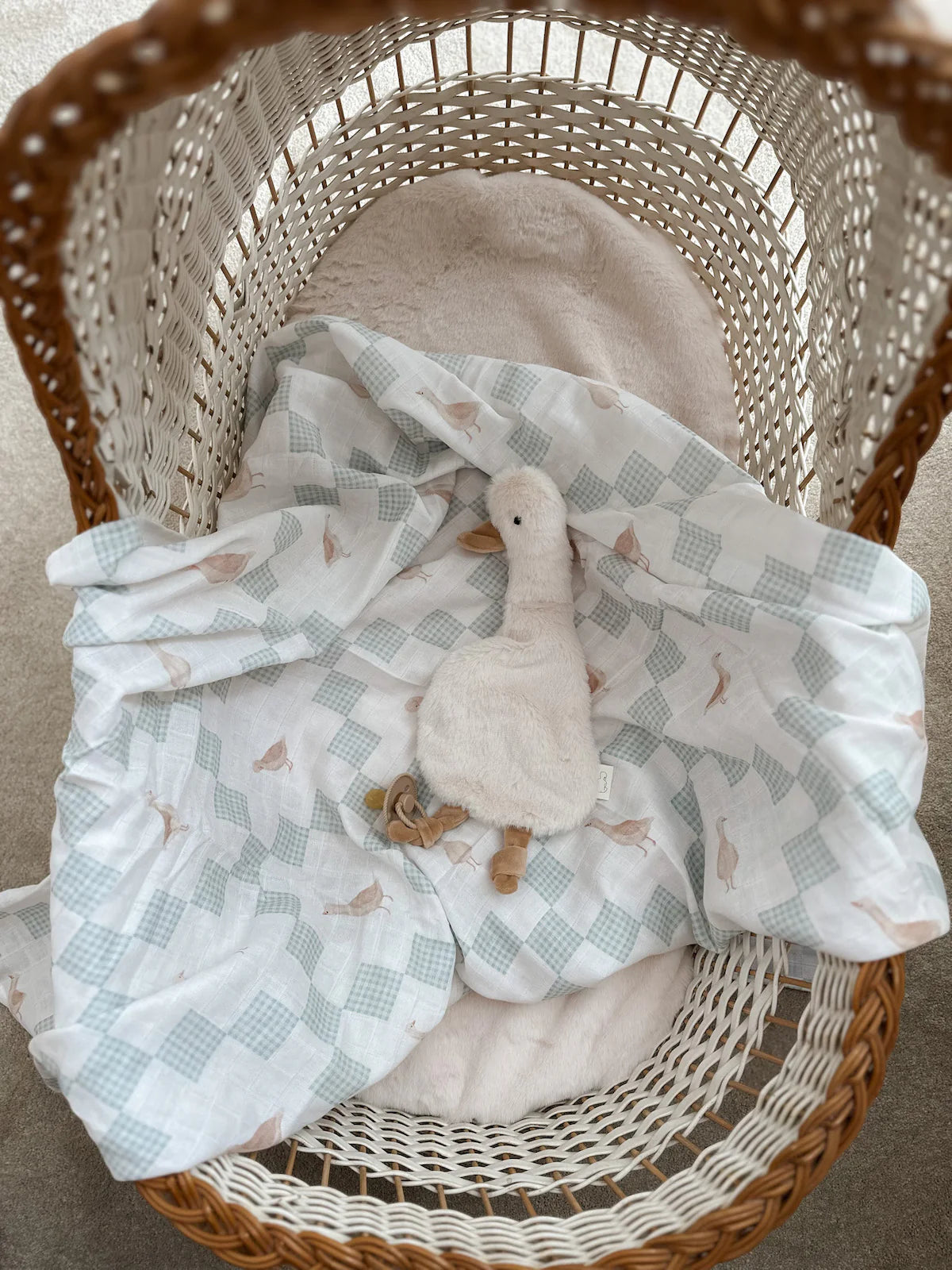 Pop Ya Tot Organic Muslin Swaddle Blanket - Soft & Breathable Baby Wrap for Newborns - Perfect for Swaddling, Nursing, and Stroller Use - Goosey Gander Design
