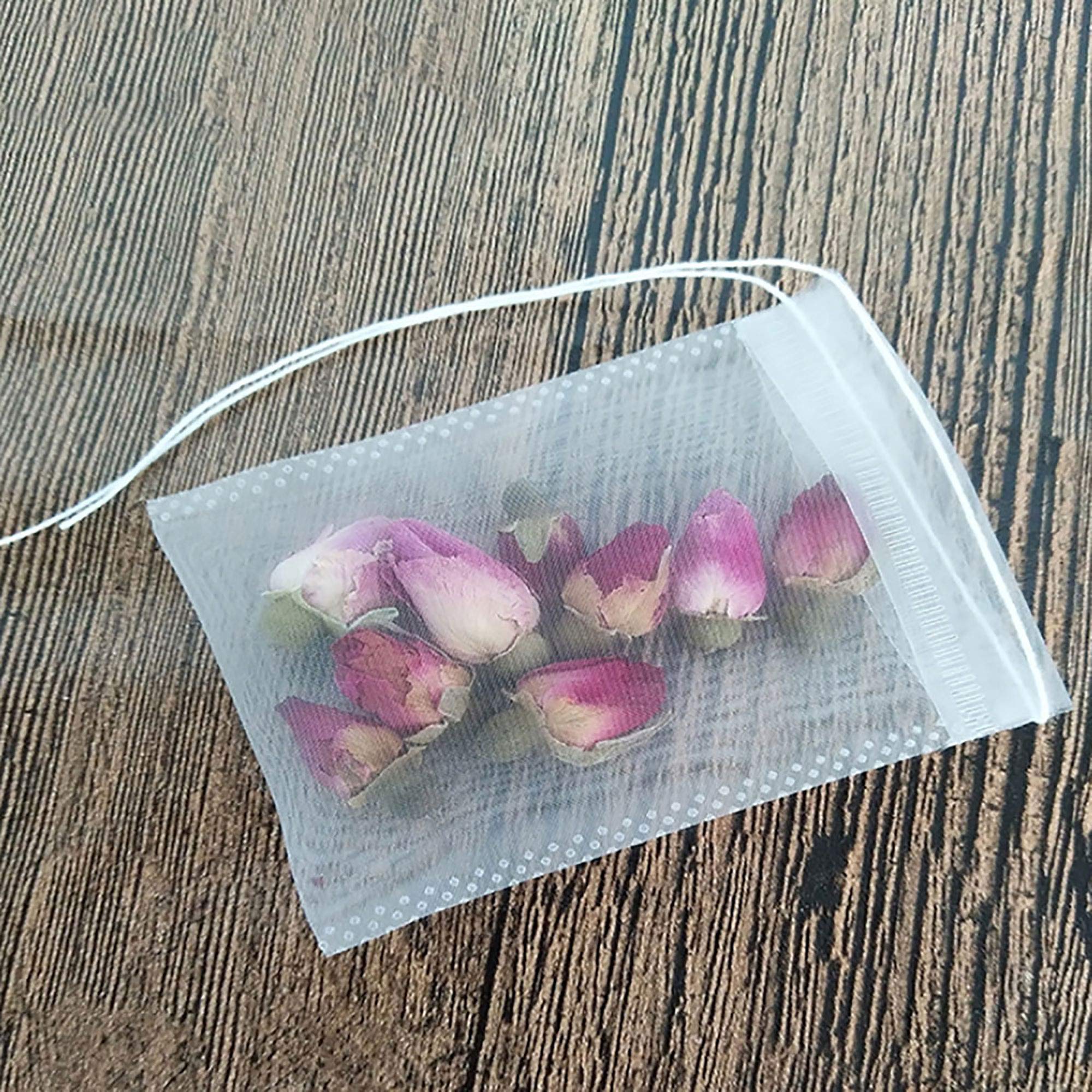 500 White Nylon Loose Tea Bags with Drawstring - 7x9cm Empty Filter Bags for Herbal Tea, Dried Fruits & DIY Tea Blends | Reusable Tea Infusers for Home Brewing, Gift Packaging & Culinary Use