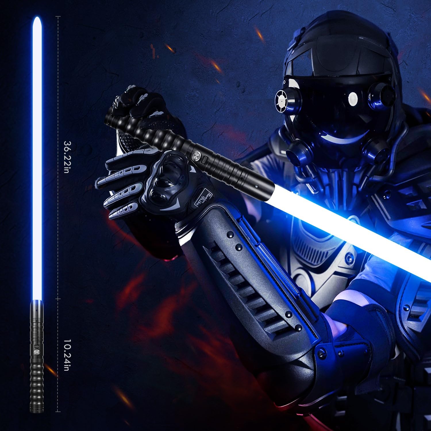 Premium RGB Dueling Lightsaber with 16 Color Changing FX - Aluminum Alloy Hilt, 12 Sound Modes - Black Force FX Lightsaber Toy for Cosplay, Halloween, Star Wars Fans & Collectors