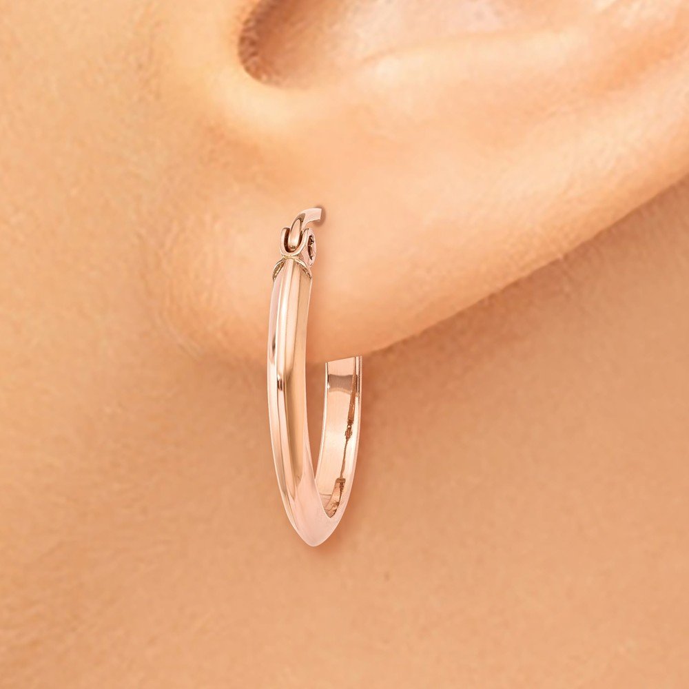 14K Rose Gold 2.5mm Knife Edge Hoop Earrings for Women - Elegant Minimalist Dainty Huggie Earrings for Everyday Wear, Date Night & Gift Giving
