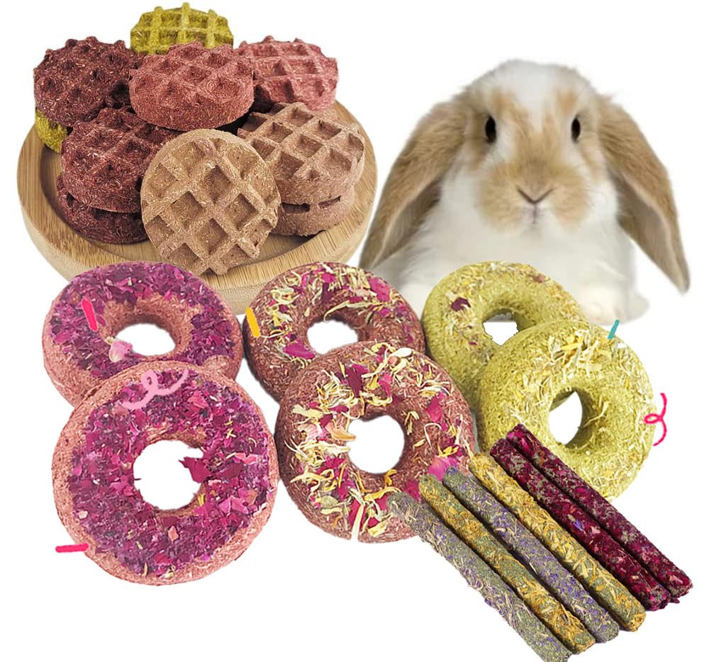 20PCS Natural Rabbit Chew Toys with Various Flavors - Dental Care Treats for Bunnies & Guinea Pigs - Promotes Digestion & Teeth Health - Perfect for Small Pets Chewing Needs & Cage Enrichment