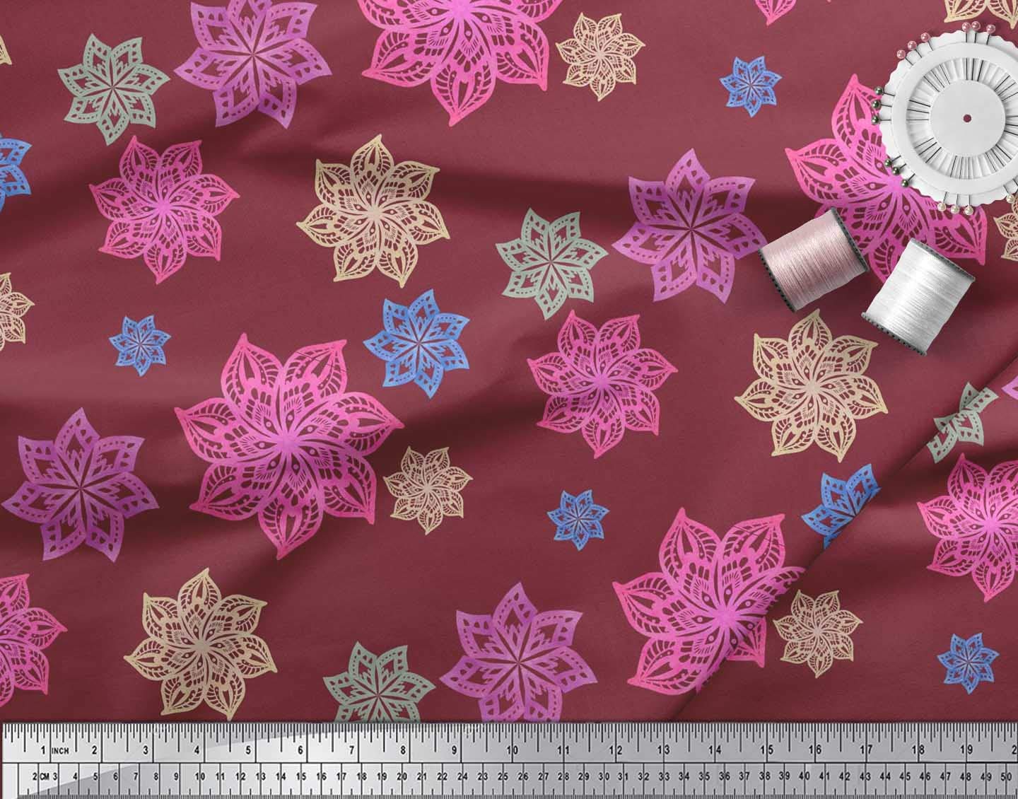 Soimoi Moss Georgette Brown Fabric by The Yard - 42 Inch Wide Floral Ethnic Print Material for Dresses, Scarves & DIY Crafts - Lightweight & Whimsical Patterns for Apparel Design