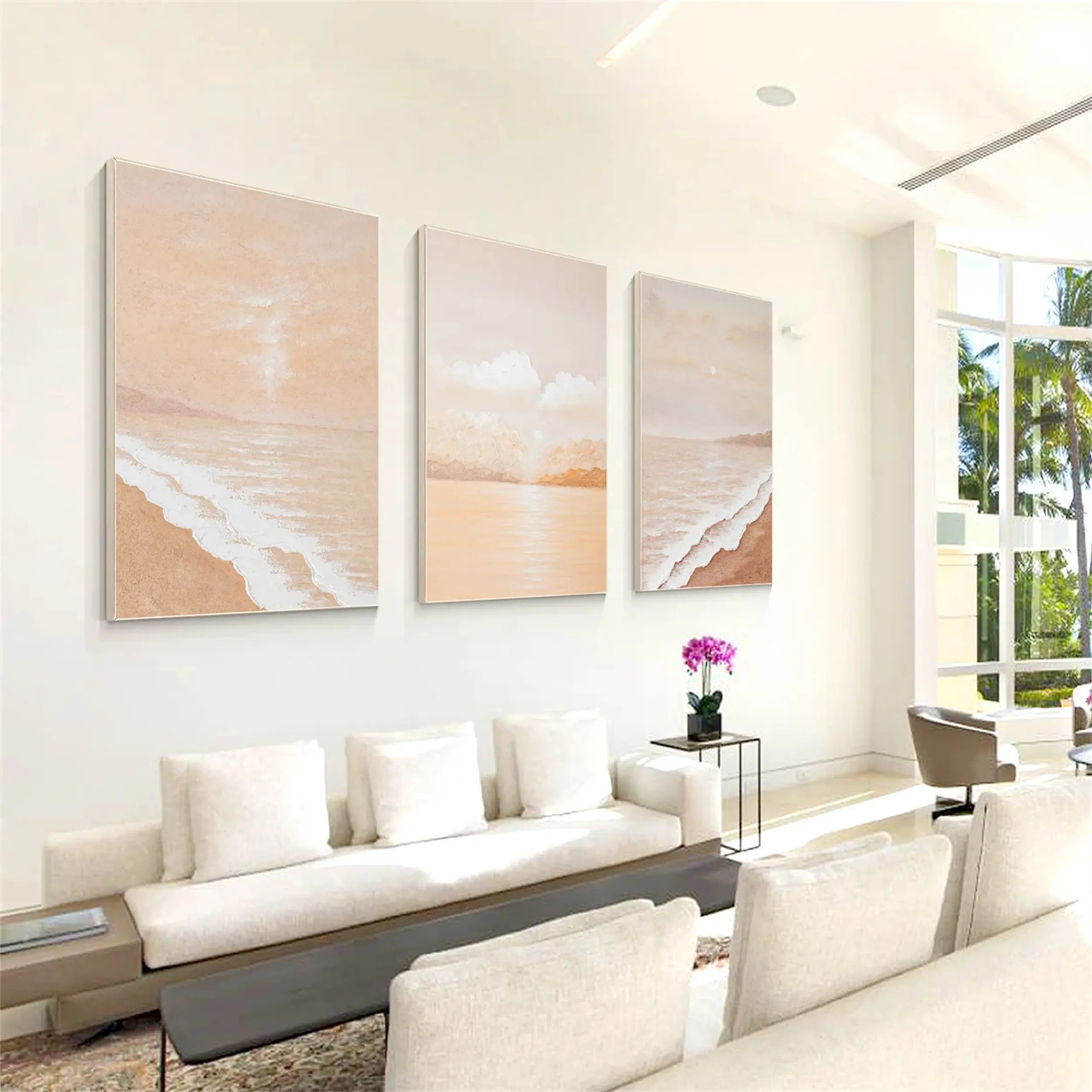Ocean and Sky Painting Set of 3 - Coastal Wall Art for Living Room, Bedroom & Office Decor | #OS153