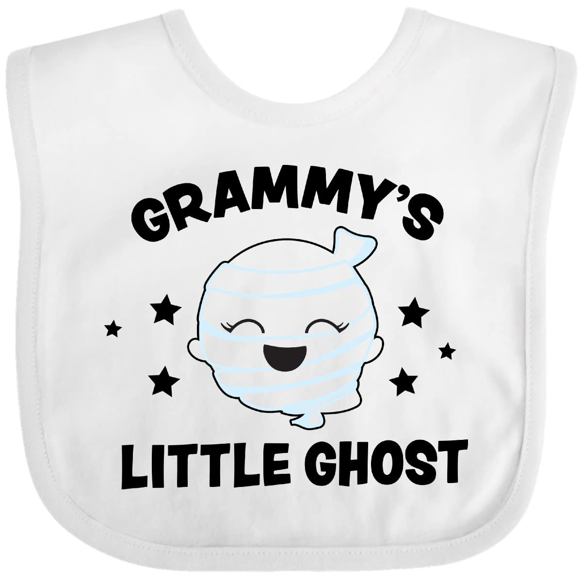 Inktastic Cute Grammy's Little Ghost with Stars Baby Bib - Soft & Absorbent for Messy Meals - Perfect Halloween Gift for Grandkids & Toddlers