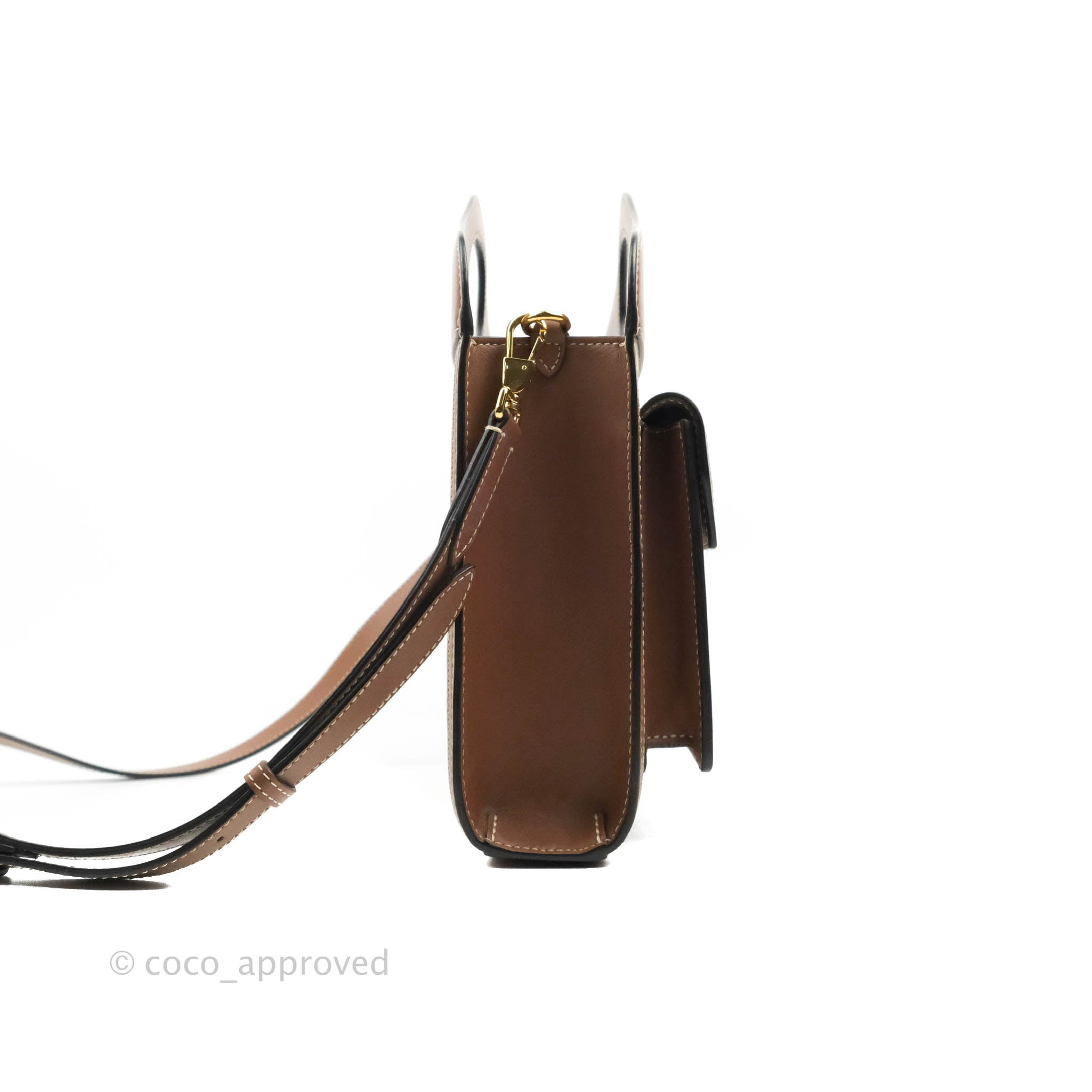 Burberry Smooth Calfskin Canvas Two Tone Mini Pocket Bag in Beige & Tan - Perfect for Everyday Use, Date Nights & Travel Accessories