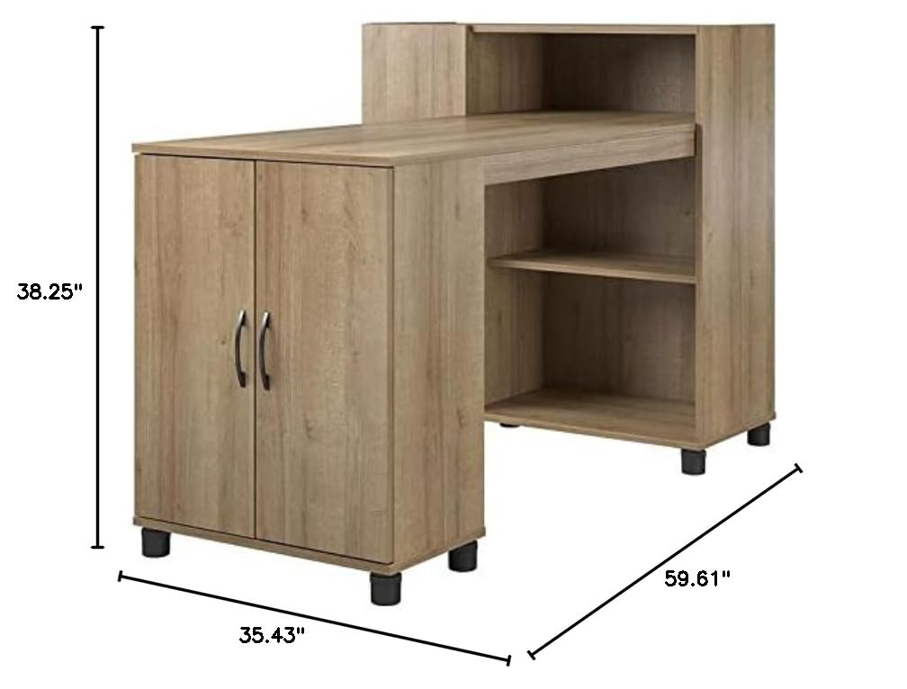 Pemberly Row Transitional Engineered Wood Hobby and Craft Desk in Natural - Perfect for DIY Projects, Scrapbooking & Home Office Workspace