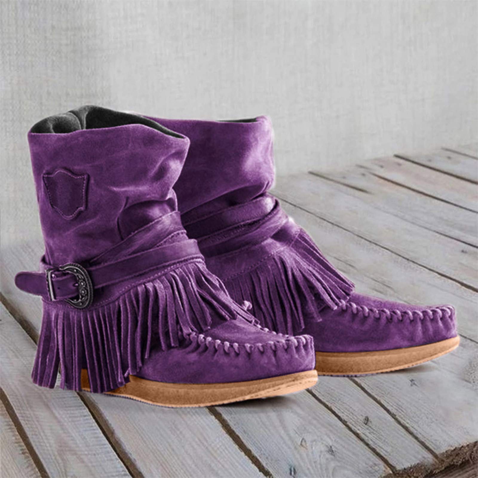 Women's Casual Summer Roman Open Toe Sandals - Buckle-Strap Leather Flat Sandals for Walking - Retro Style in Purple | Perfect for Beach, Vacation & Everyday Wear