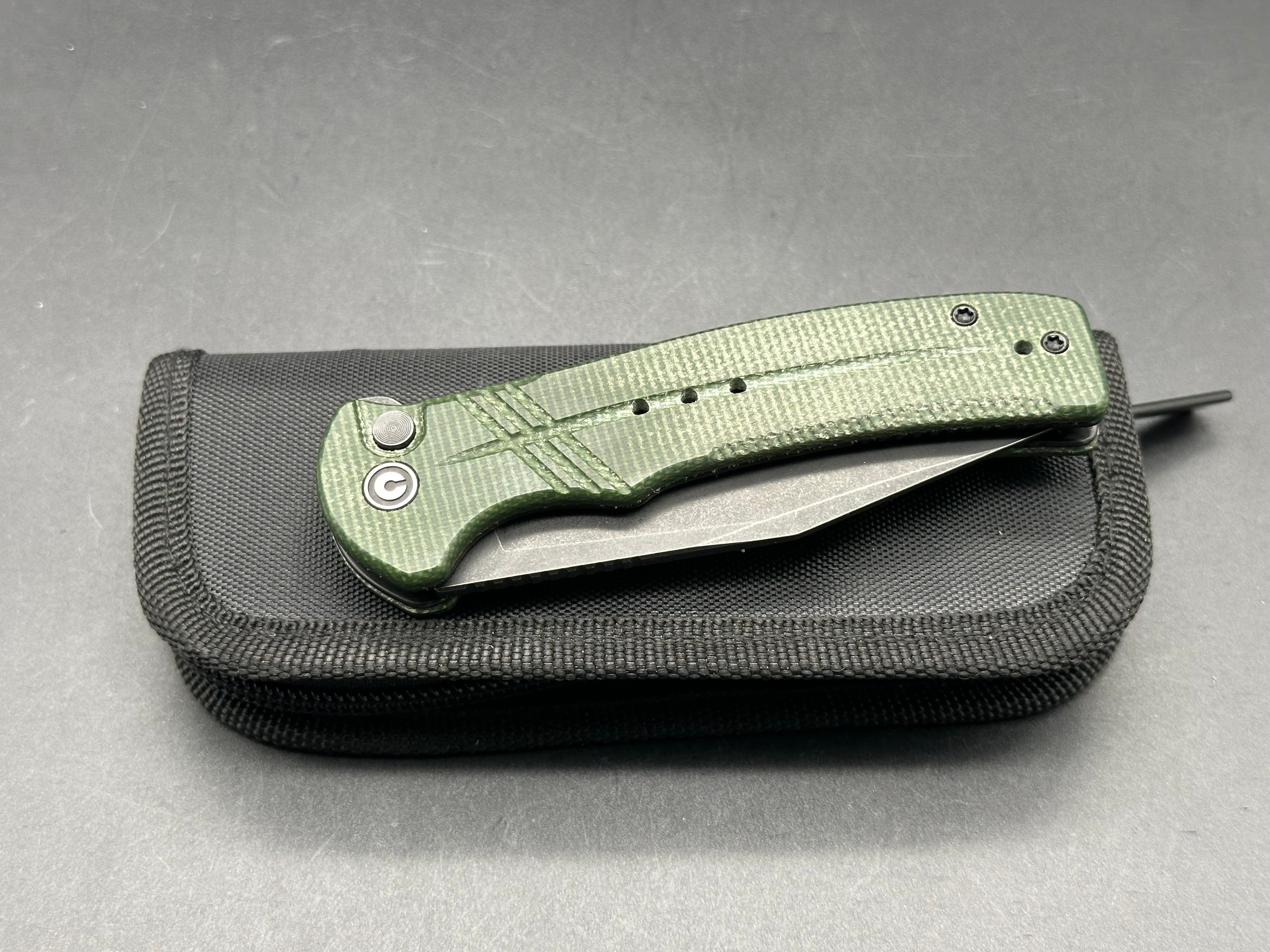 Civivi Cogent Folding Pocket Knife with Green Micarta Handle - EDC, Camping, Outdoor Survival Gear