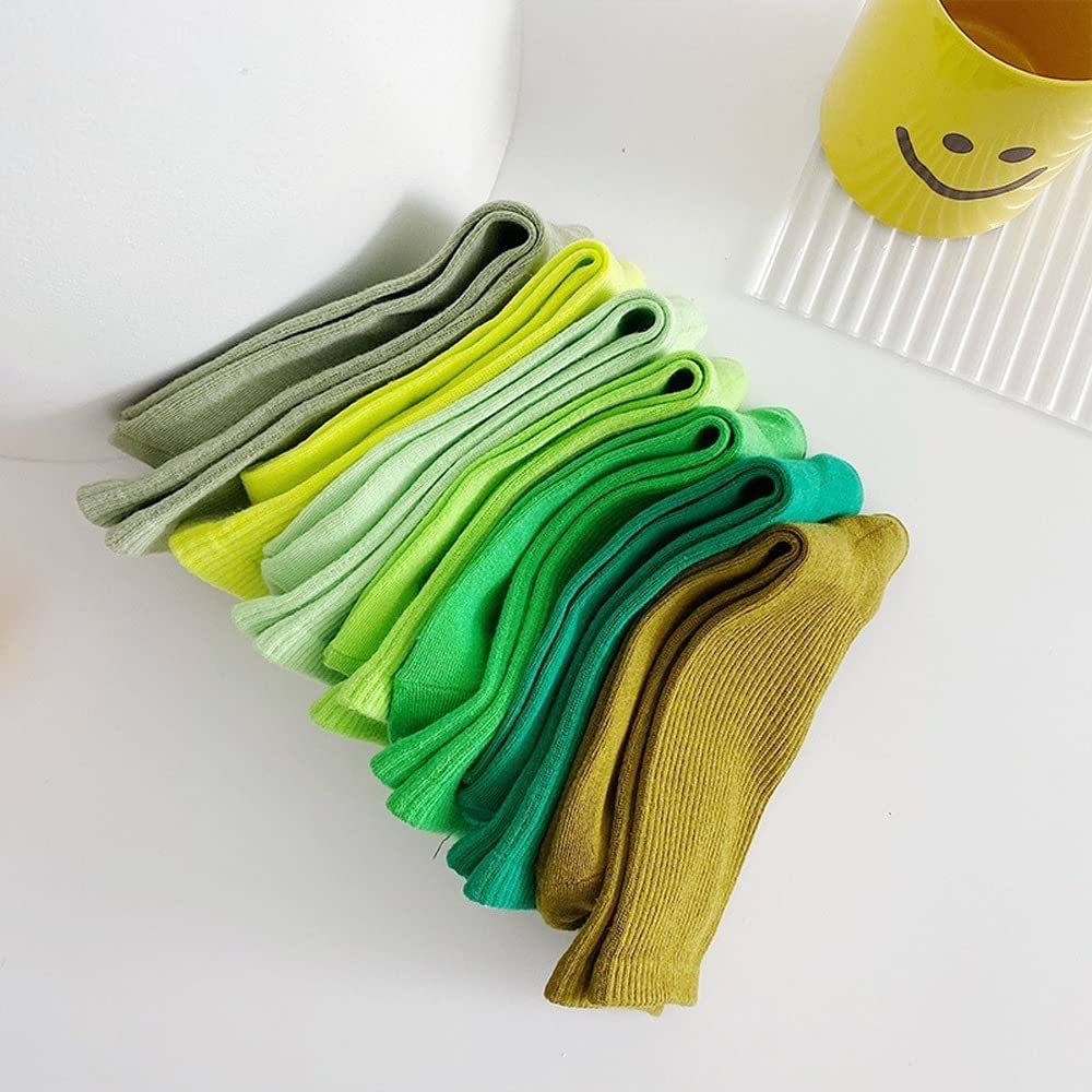 Long Green Spring & Autumn Fluorescent Tube Socks - Fruit Green & Dark Green Candy Color Knee High Socks for Women - Perfect for Cosplay, Rave, and Fashion Outfits