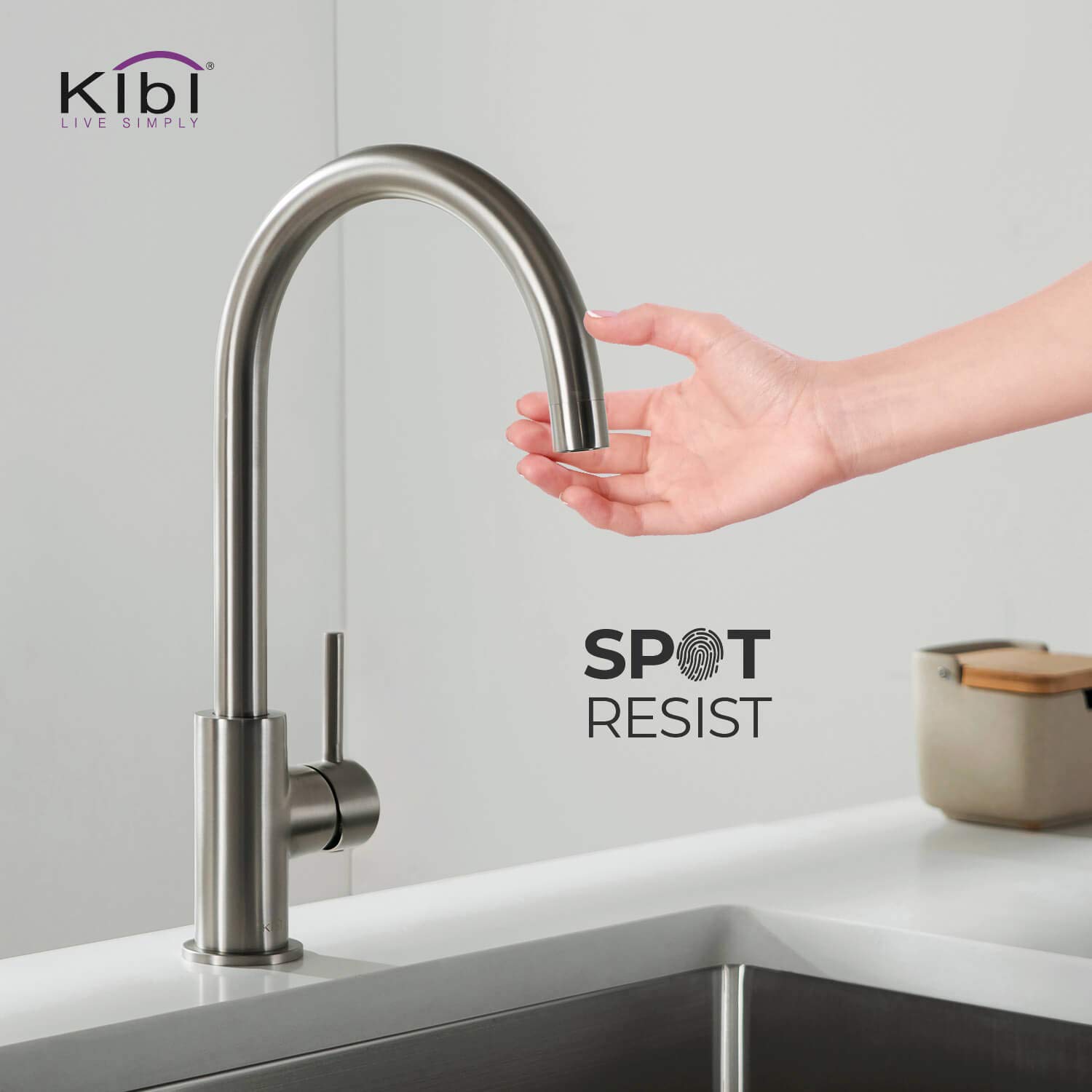 KIBI Lowa Single Handle Bar Sink Faucet with 360° Swivel Spout - High Arc Kitchen Faucet with Soap Dispenser, Brushed Nickel Finish (KKF2001) | Perfect for Small Kitchen Sinks, Bar Areas, and RV Use