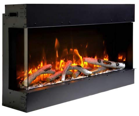 TRU-VIEW-SLIM-40 Ultra Slim 3-Sided Electric Fireplace Insert - Modern Wall Mounted Heater for Living Room, Bedroom & Office - Realistic LED Flame Effect with Remote Control & Timer