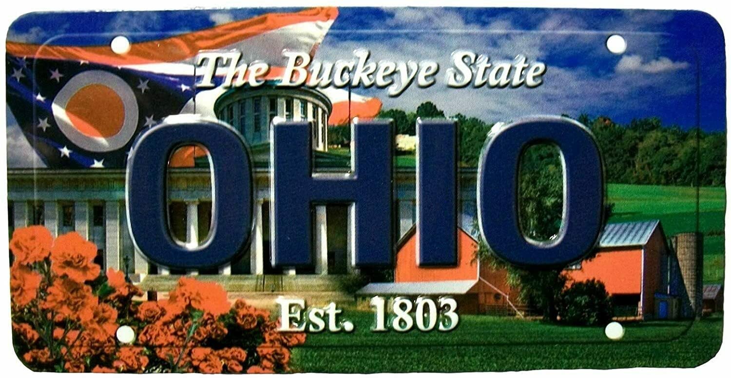 Ohio Buckeye State Souvenir License Plate Fridge Magnet - Perfect for Refrigerators, Lockers & Travel Memories | Collectible Ohio Gift Idea