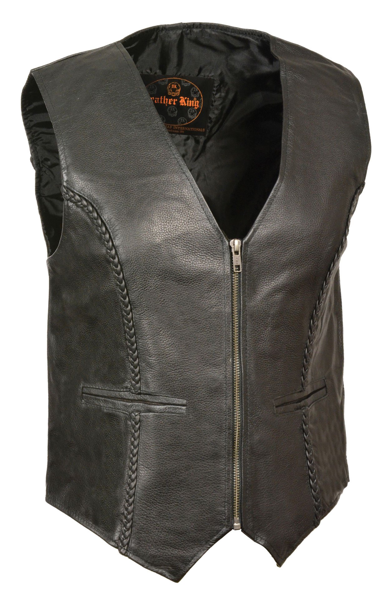 Milwaukee Women's Leather Zippered Braided Vest - Stylish & Durable for Outdoor Adventures & Casual Wear