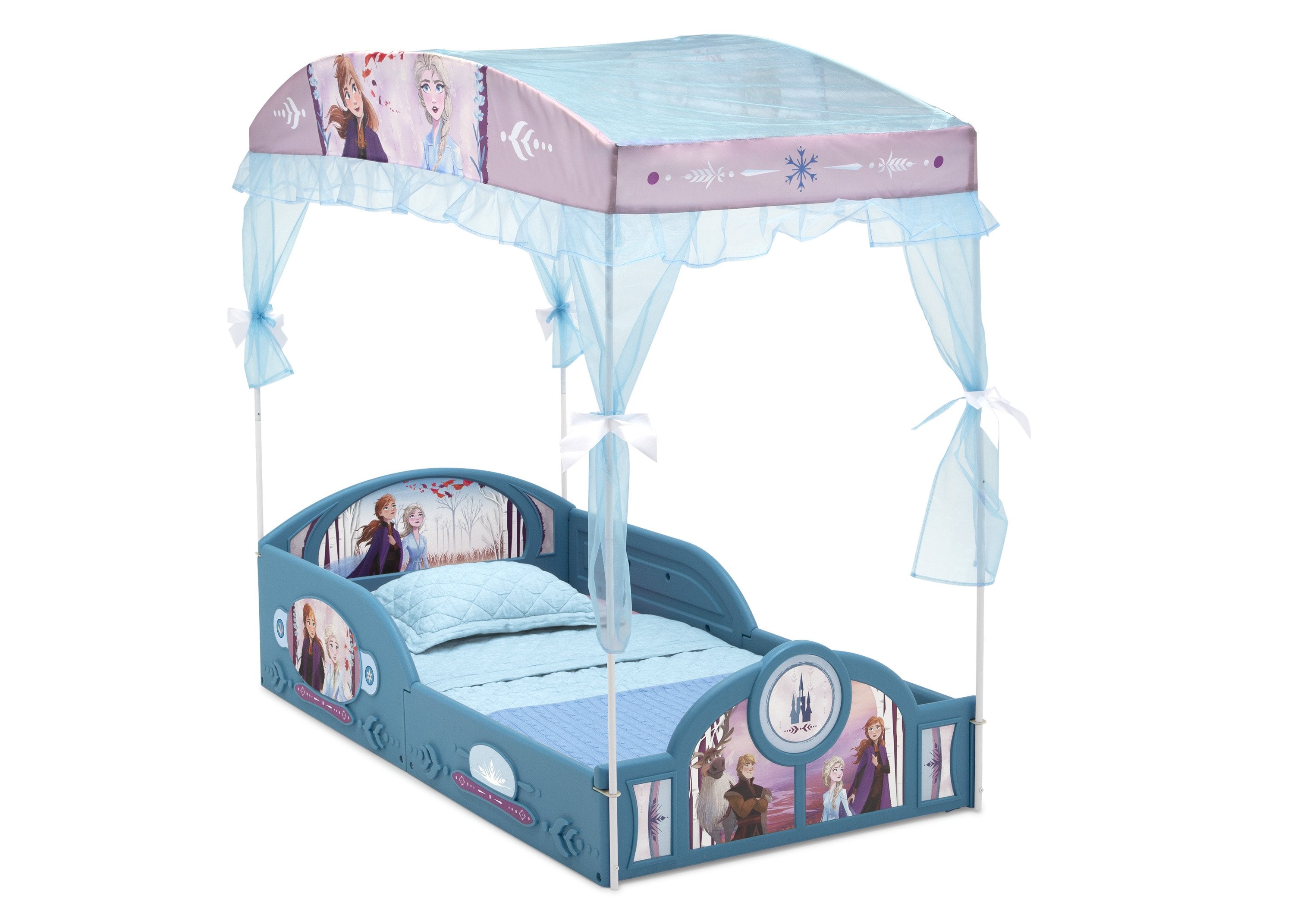 Disney Frozen 2 Toddler Bed with Canopy - Plastic Sleep and Play Bed for Kids by Delta Children - Perfect for Princess-Themed Bedrooms and Toddler Sleepovers