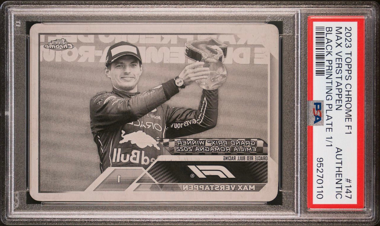 2023 Topps Chrome F1 Max Verstappen #147 Black Printing Plate - Limited Edition Formula 1 Racing Collectible for Fans & Card Enthusiasts - Perfect for Display, Trading, and Memorabilia Collections