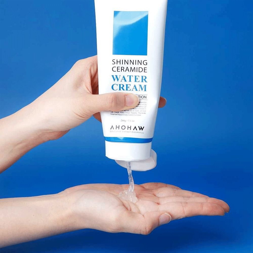 AHOHWA Shining Ceramide Water Cream 200g - Hydrating Moisturizer for Dry Skin - Perfect for Daily Skincare Routine & Night Care