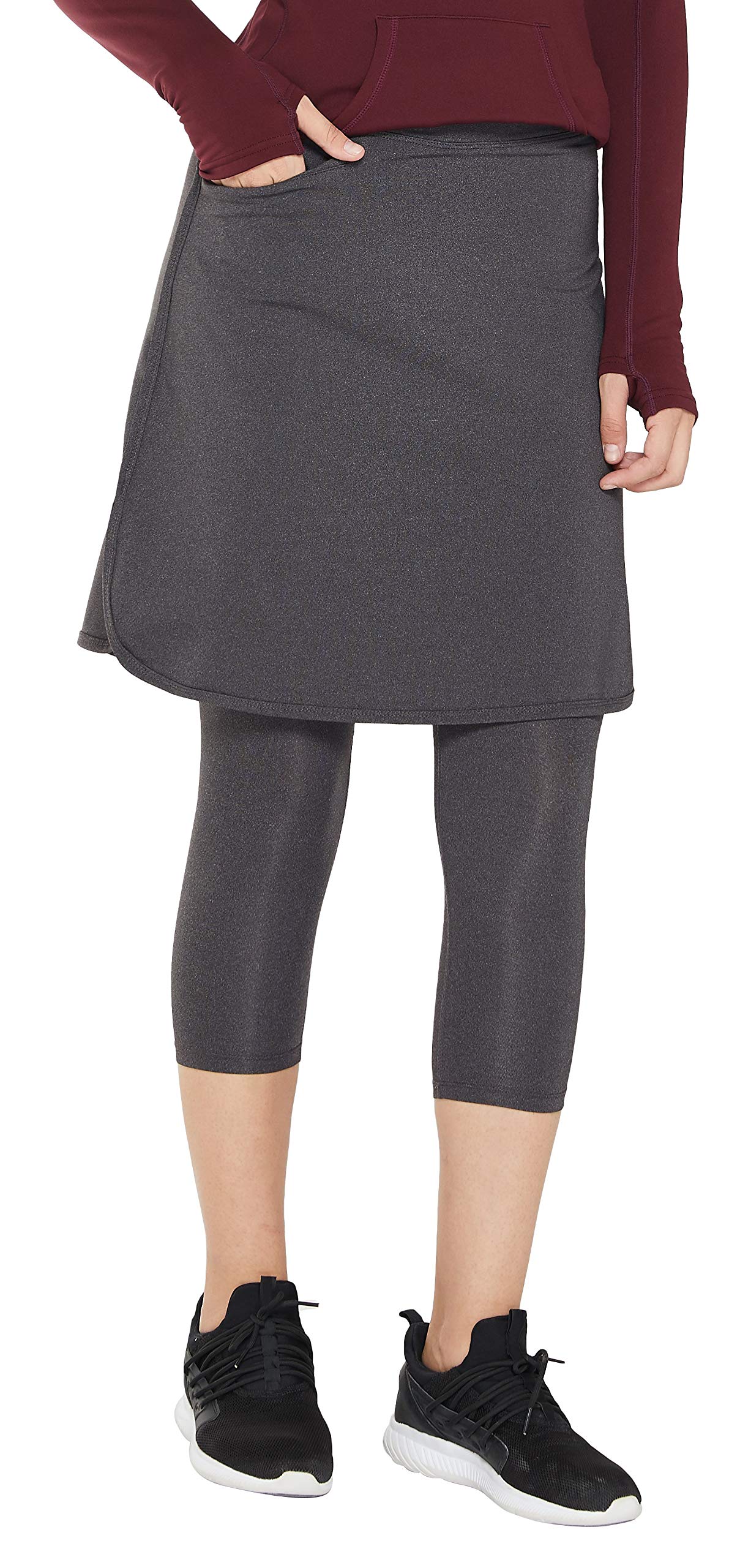 **Cityoung Women's Capri Skirt with Attached Leggings - Modest Athletic Skirt for Running, Yoga & Casual Wear**