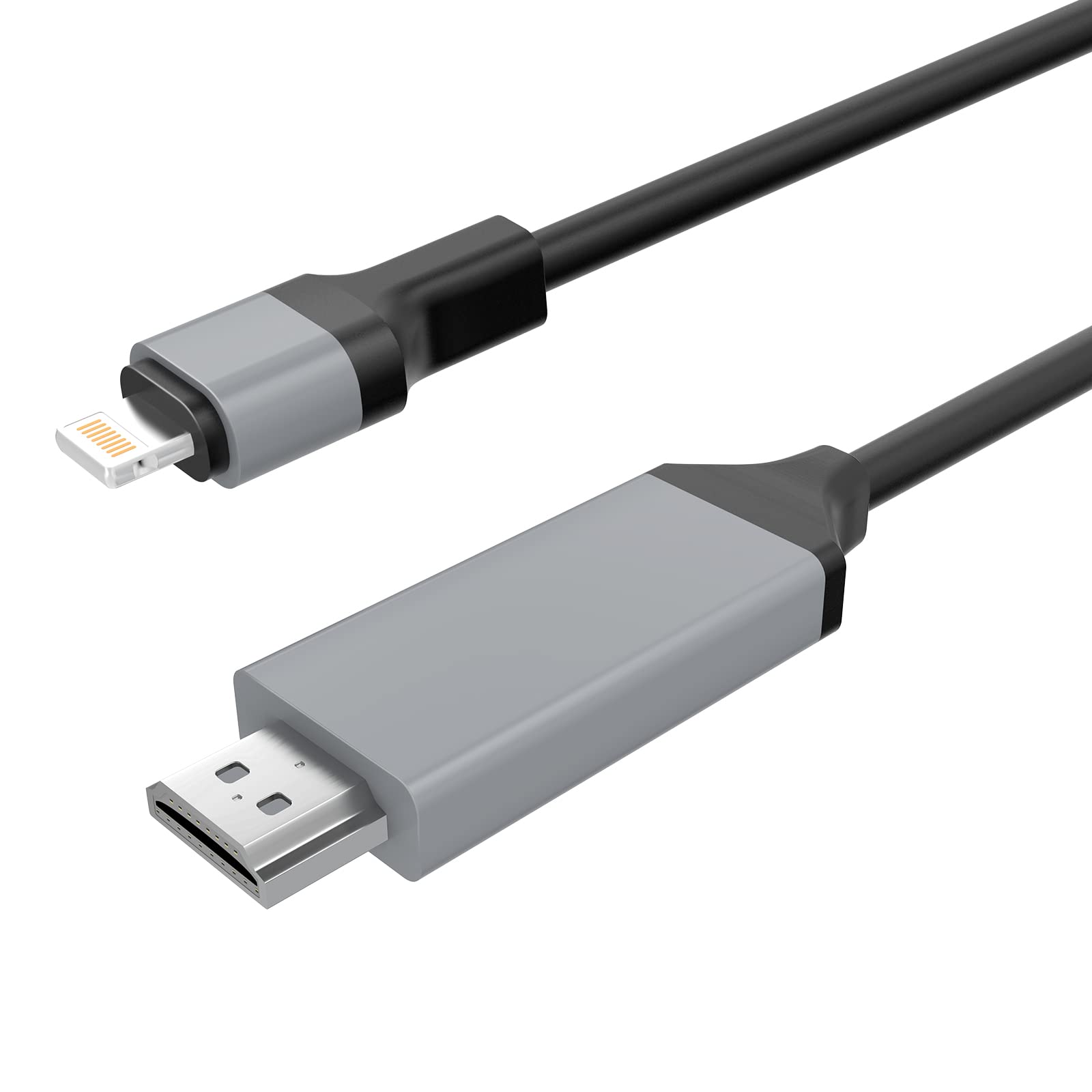 Apple MFi Certified Lightning to HDMI Adapter Cable - 2K Digital AV Sync Converter for iPhone iPad iPod - 6.6ft Plug & Play (Black) - Watch Movies & Presentations on TV/Monitor/Projector