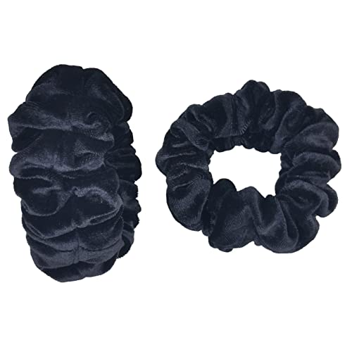 6-Pack XERU Premium Velvet Hair Scrunchies for Women & Girls - Soft Double Elastic Bands (Large, Black) - Perfect for Workouts, Office & Everyday Hairstyles