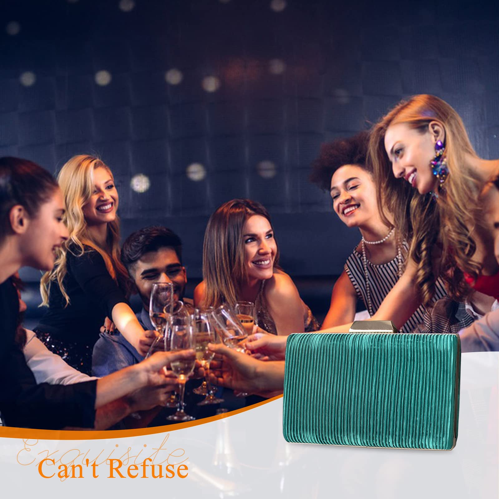 Elegant Women's Pleated Clutch Evening Bag with Detachable Chain - Wedding Bridal Purse, Ladies Shoulder Handbag for Parties, Date Nights & Special Occasions