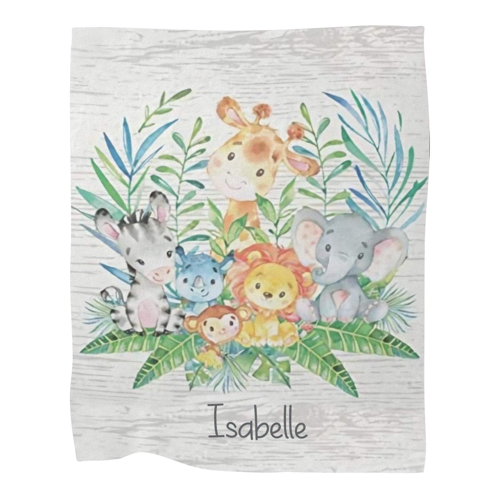 Custom Personalized Watercolor Animal Baby Blanket with Name - Super Soft Fleece Nursery Blanket for Boys & Girls (30x40 Inches) - Perfect for Baby Showers, Birthdays & Nursery Decor