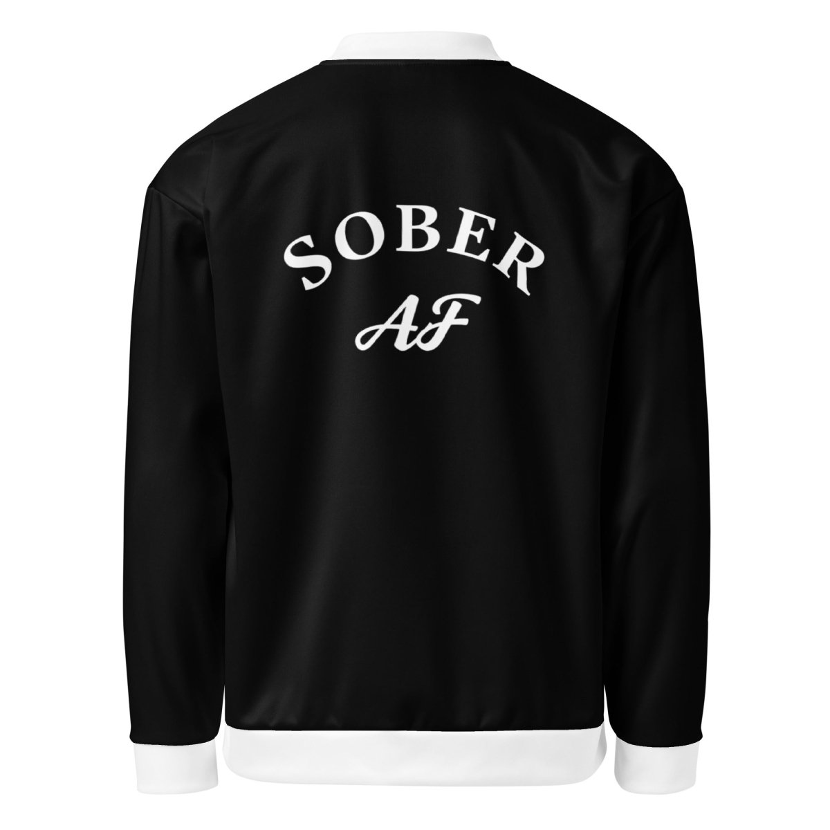 Sober AF Varsity Style Bomber Jacket - Bold Sobriety Celebration Jacket for Men & Women | Perfect for Recovery Milestones, AA Meetings, and Sober Events